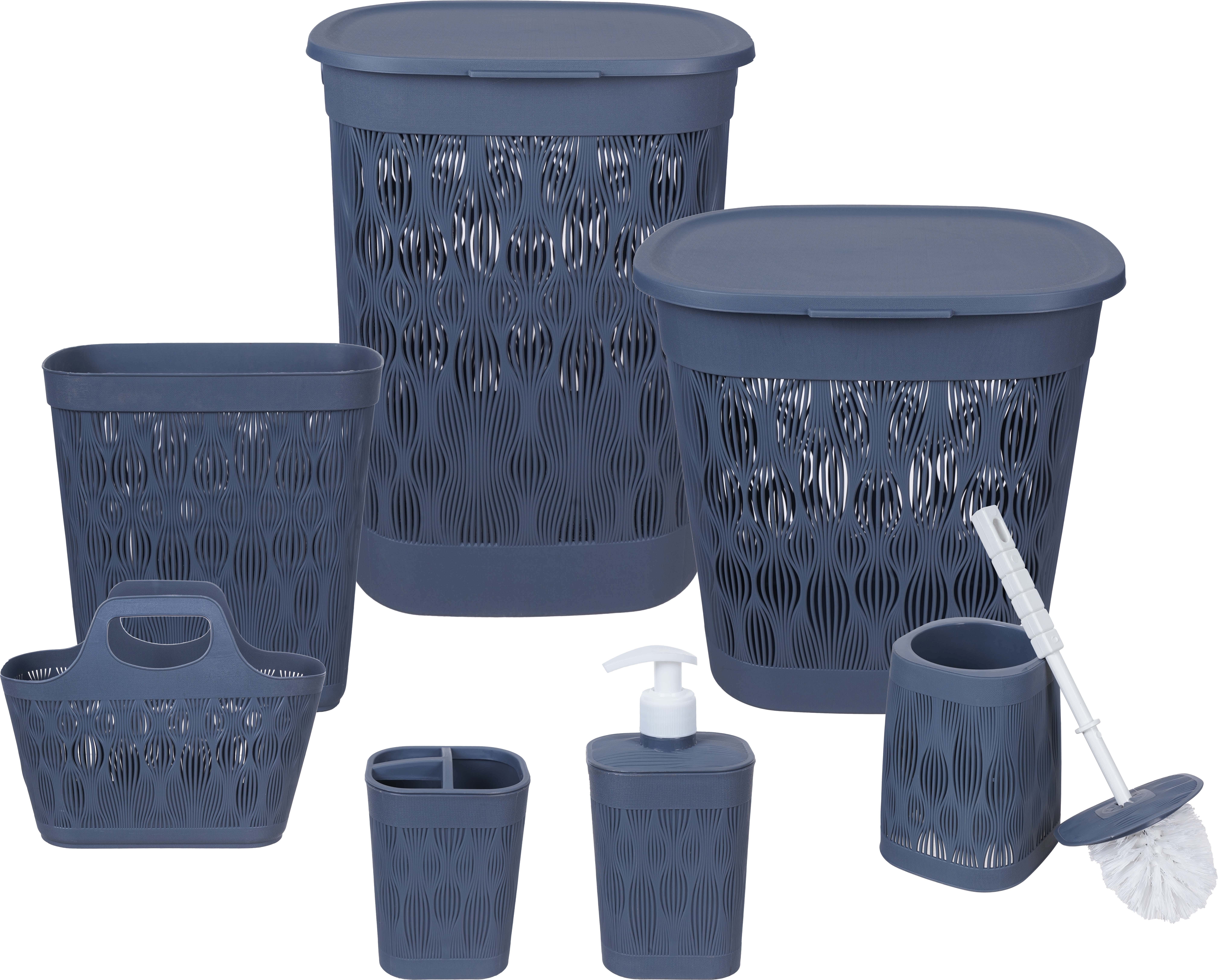 Al Wataneya Plastic Bathroom Set, 7 Pieces - Grey