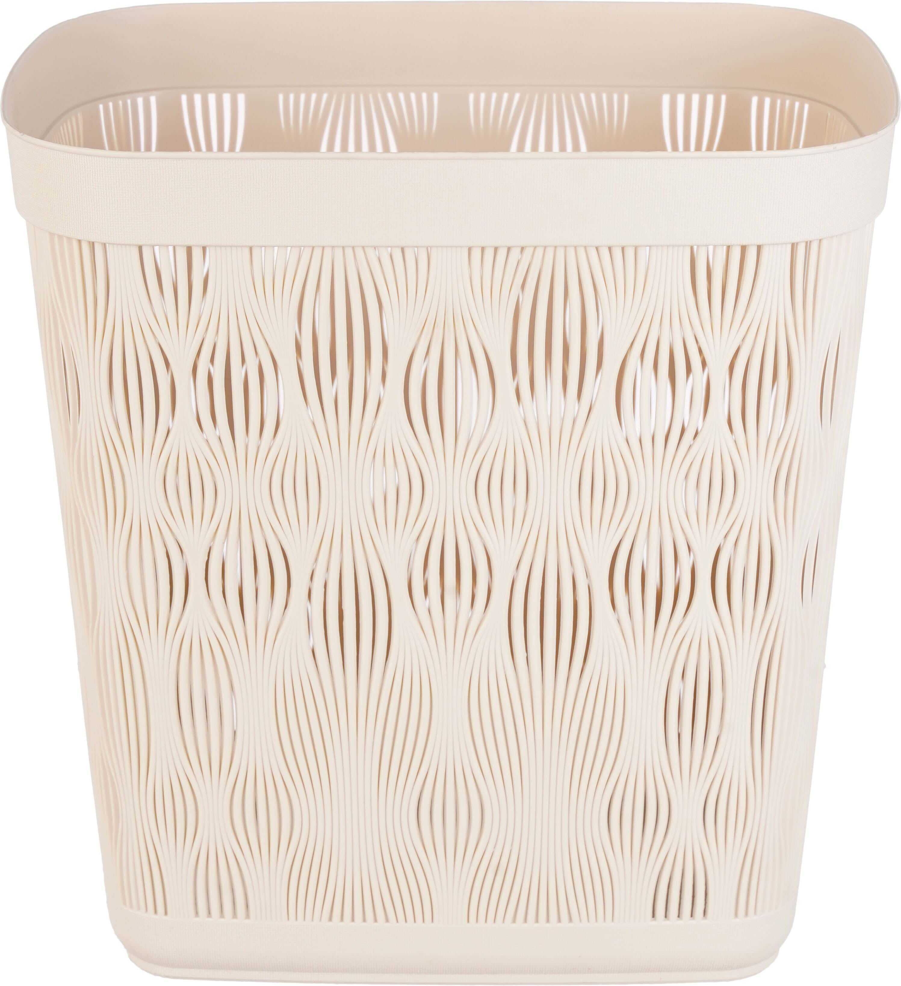 Plastic Trash Bin, 28×29×18 cm - Beige