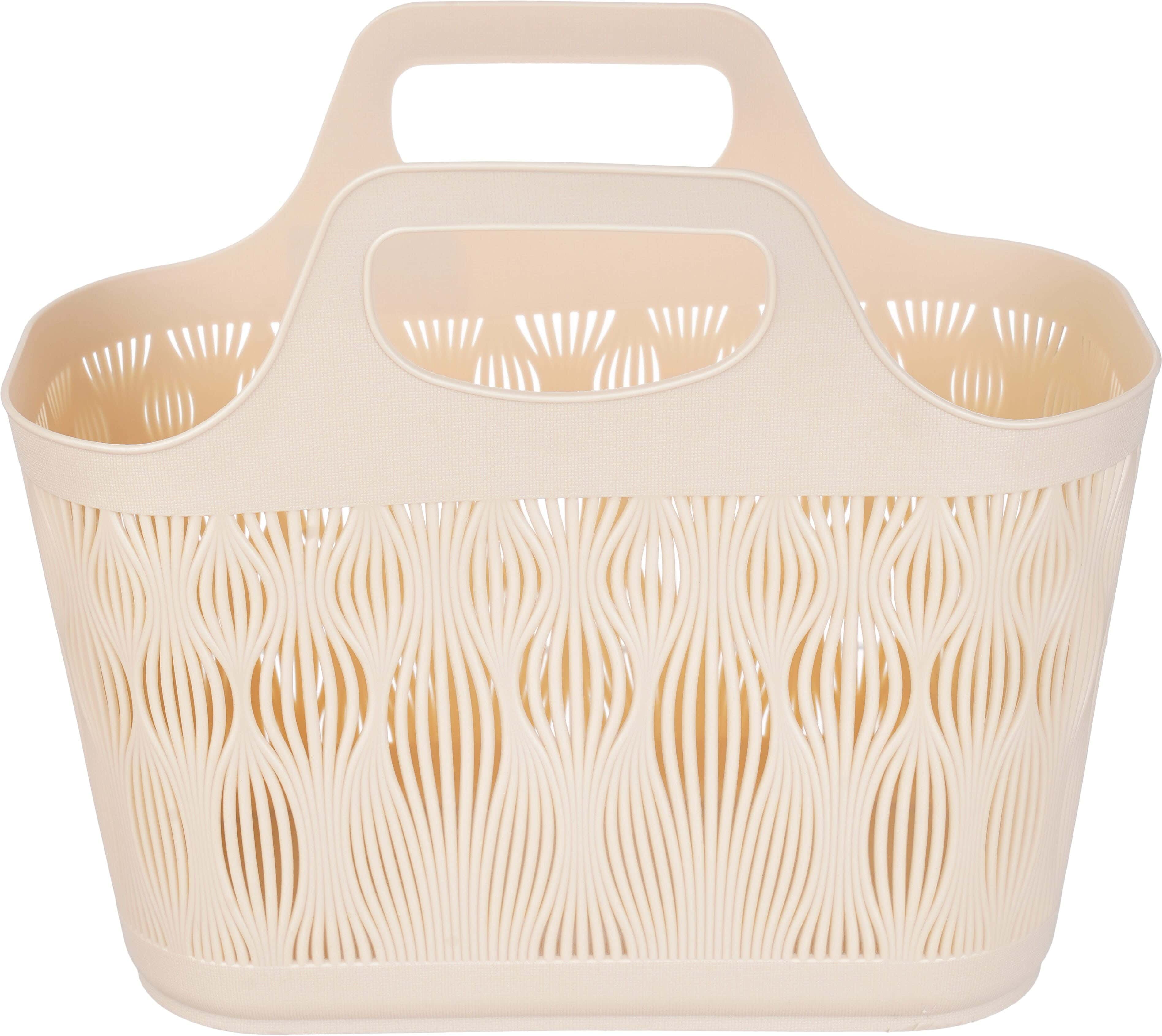 Al Wataneya Plastic Laundry Basket, 30×30×14 cm - Beige