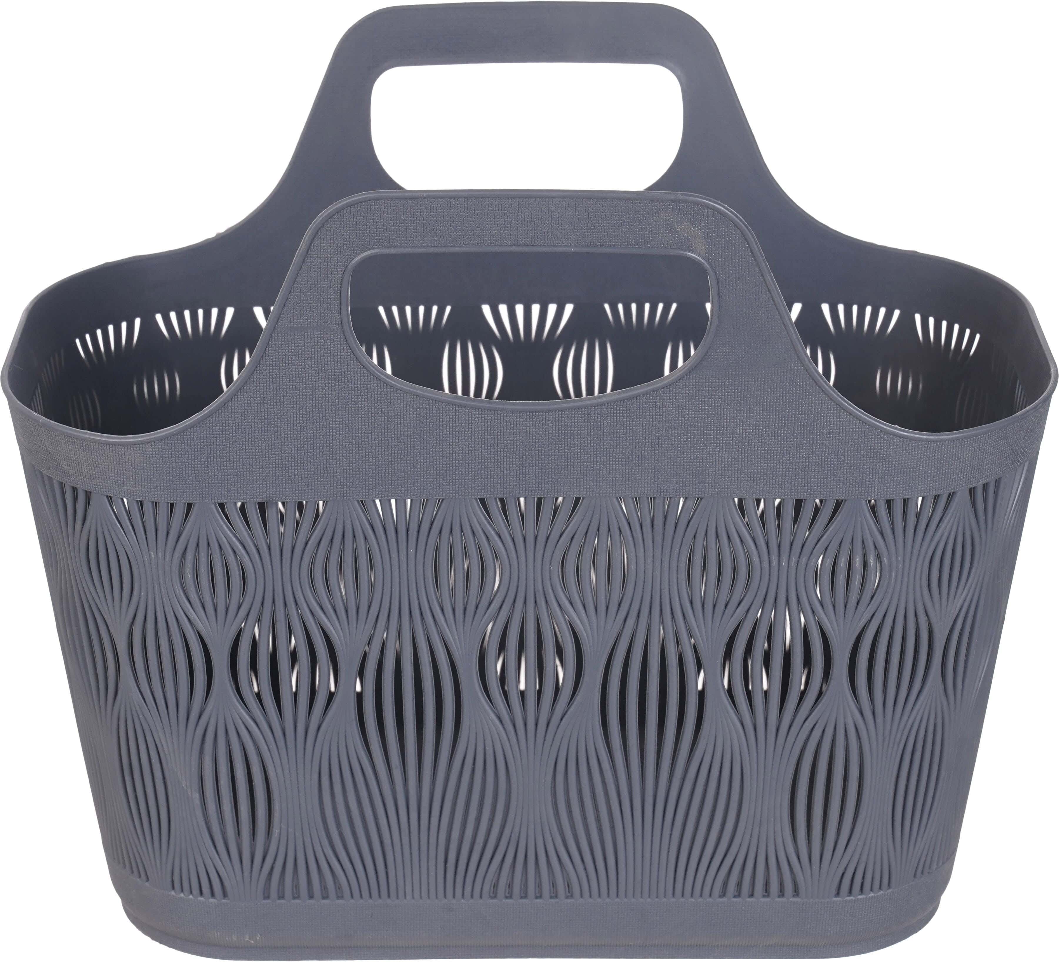 Al Wataneya Plastic Laundry Basket, 30×30×14 cm - Dark Gray