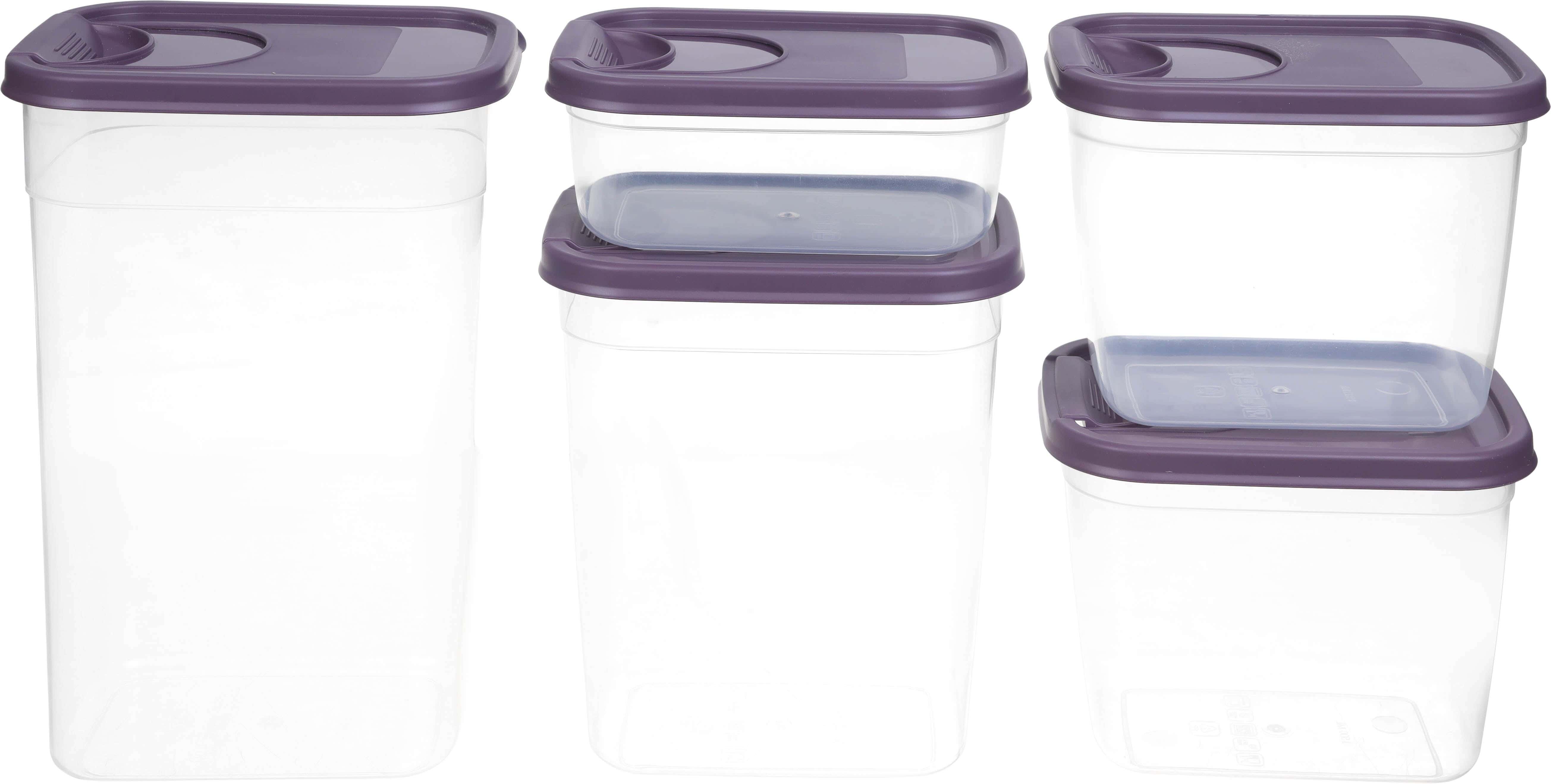 Al Wataneya Plastic Legumes Storage Box Set, 5 Pieces - Clear Mauve