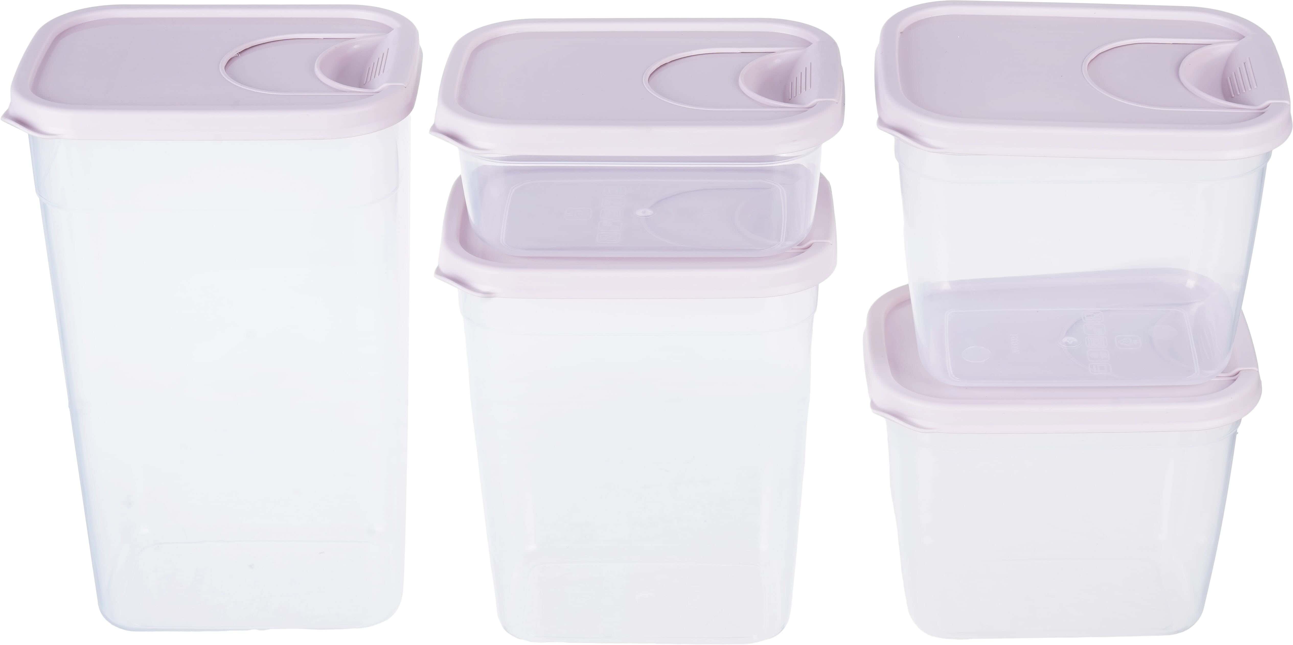 Al Wataneya Plastic Legumes Storage Box Set, 5 Pieces - Clear Rose