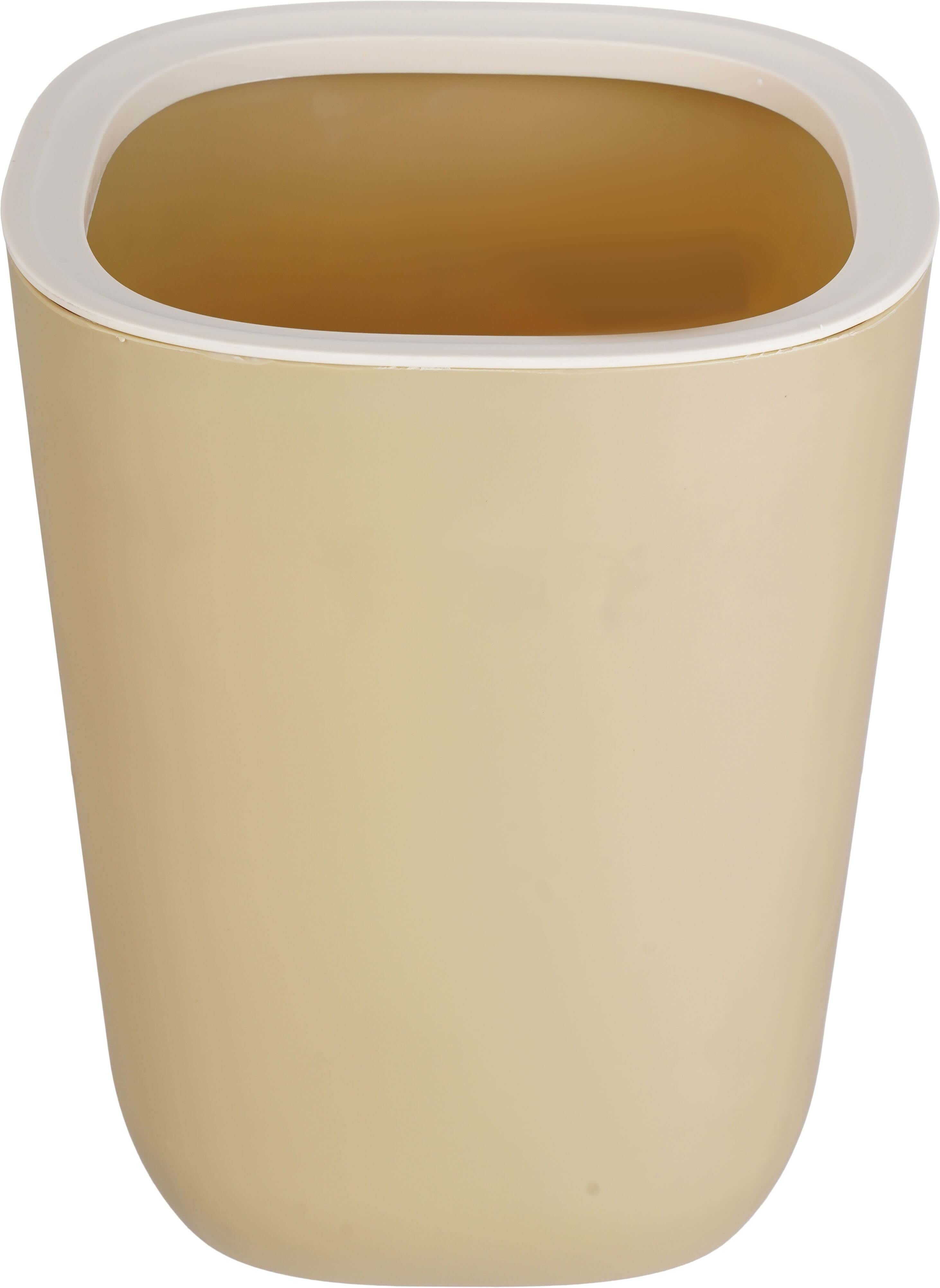 Plastic Trash Bin, 30×23×23 cm - Beige