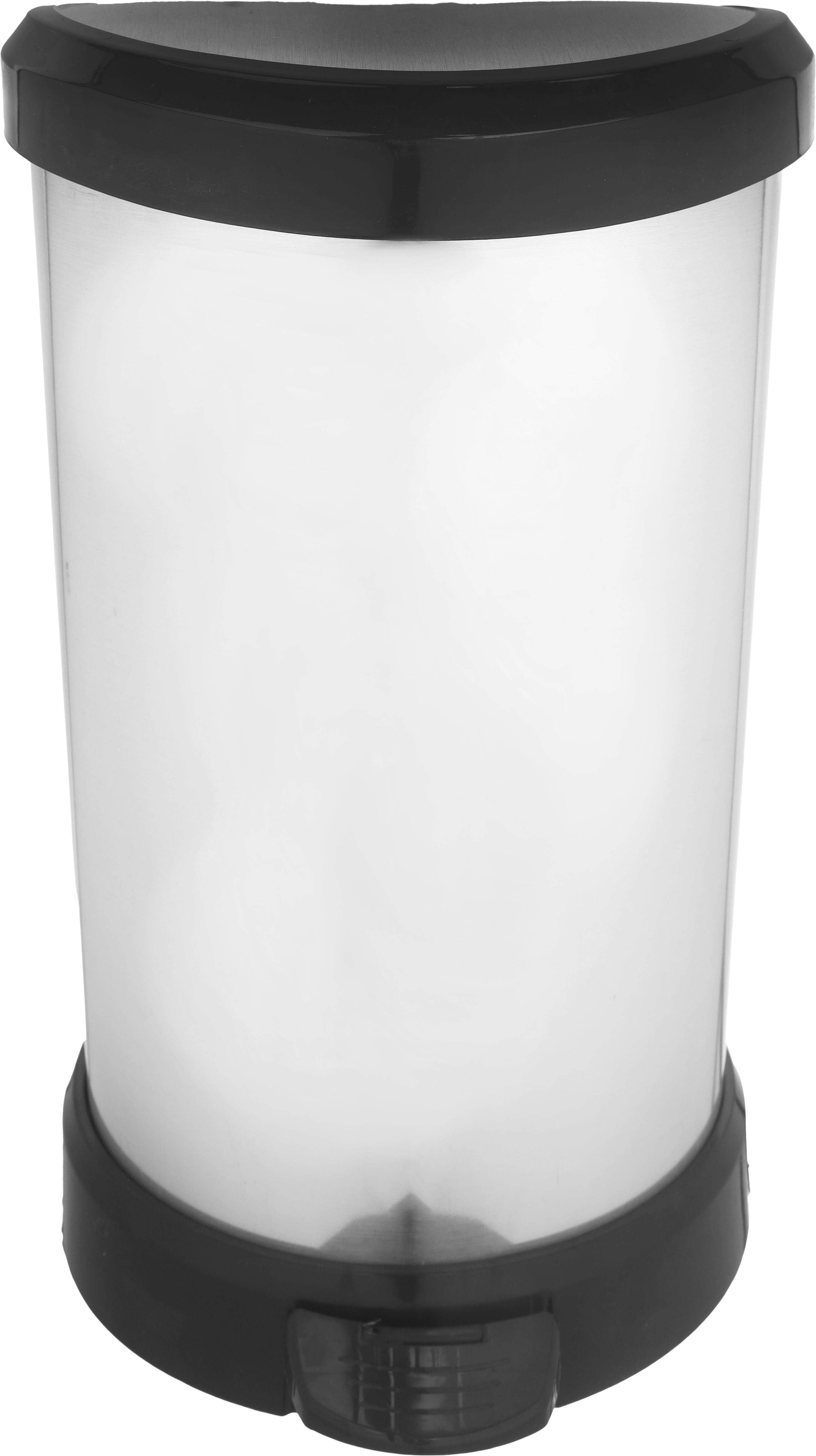 Al Wataneya Plastic Trash Bins with Removable Lid, 30×34×51 cm - Silver Black