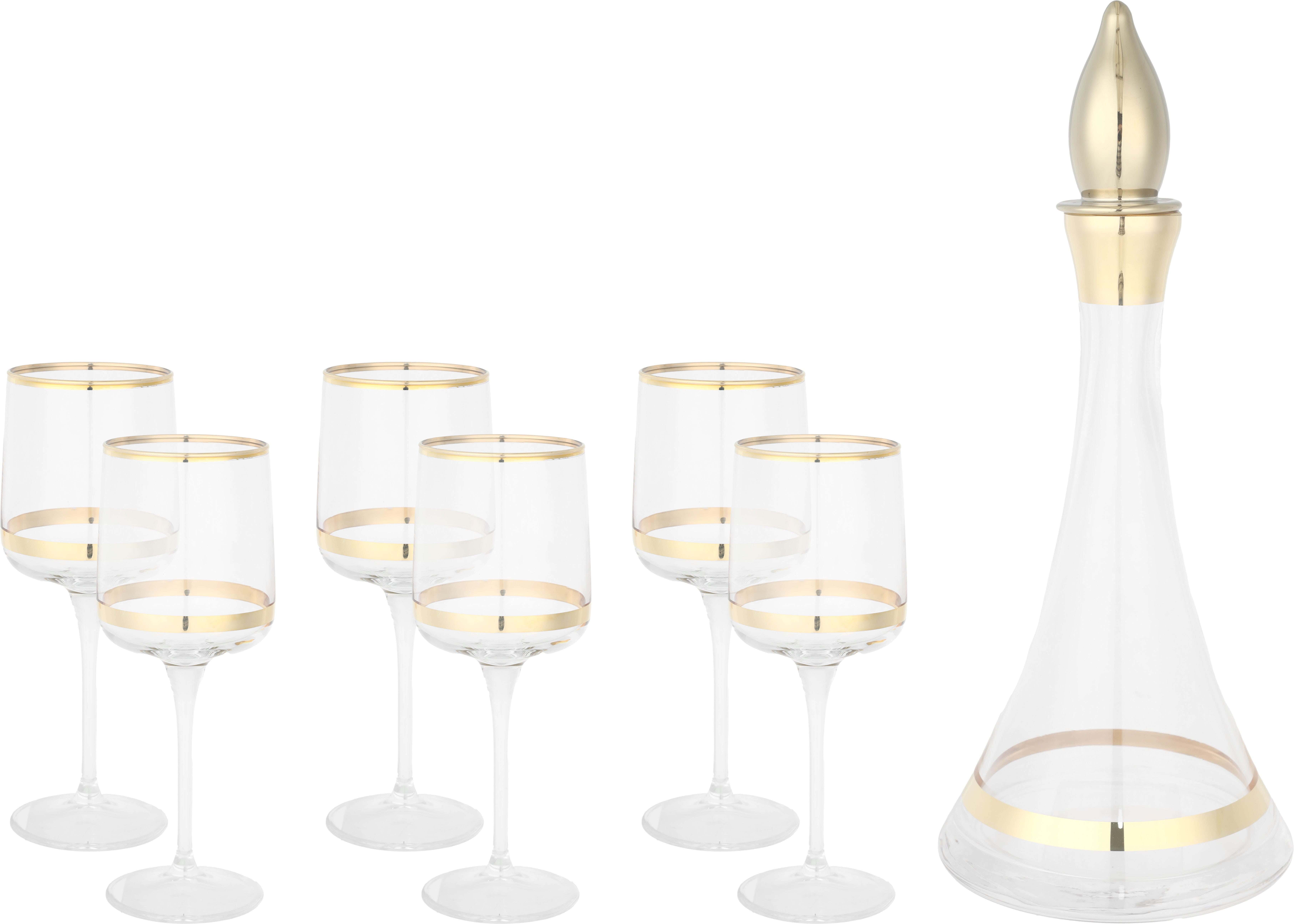 Snabel Glass Juice with Bottle Set, 7 Pieces - Clear Gold