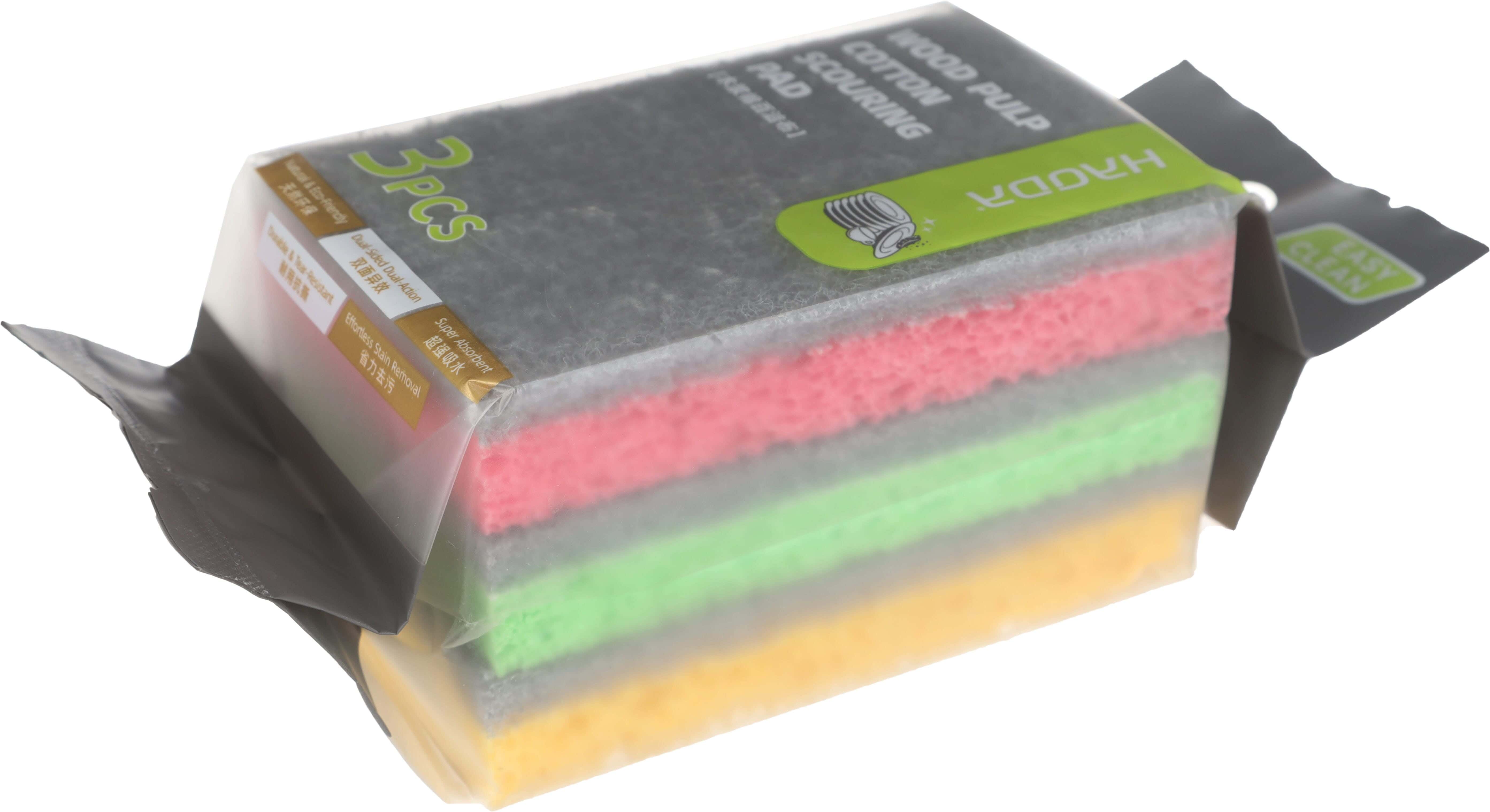 Loofah dishwashing set, 3 pieces, 11×7 cm - Multicolor