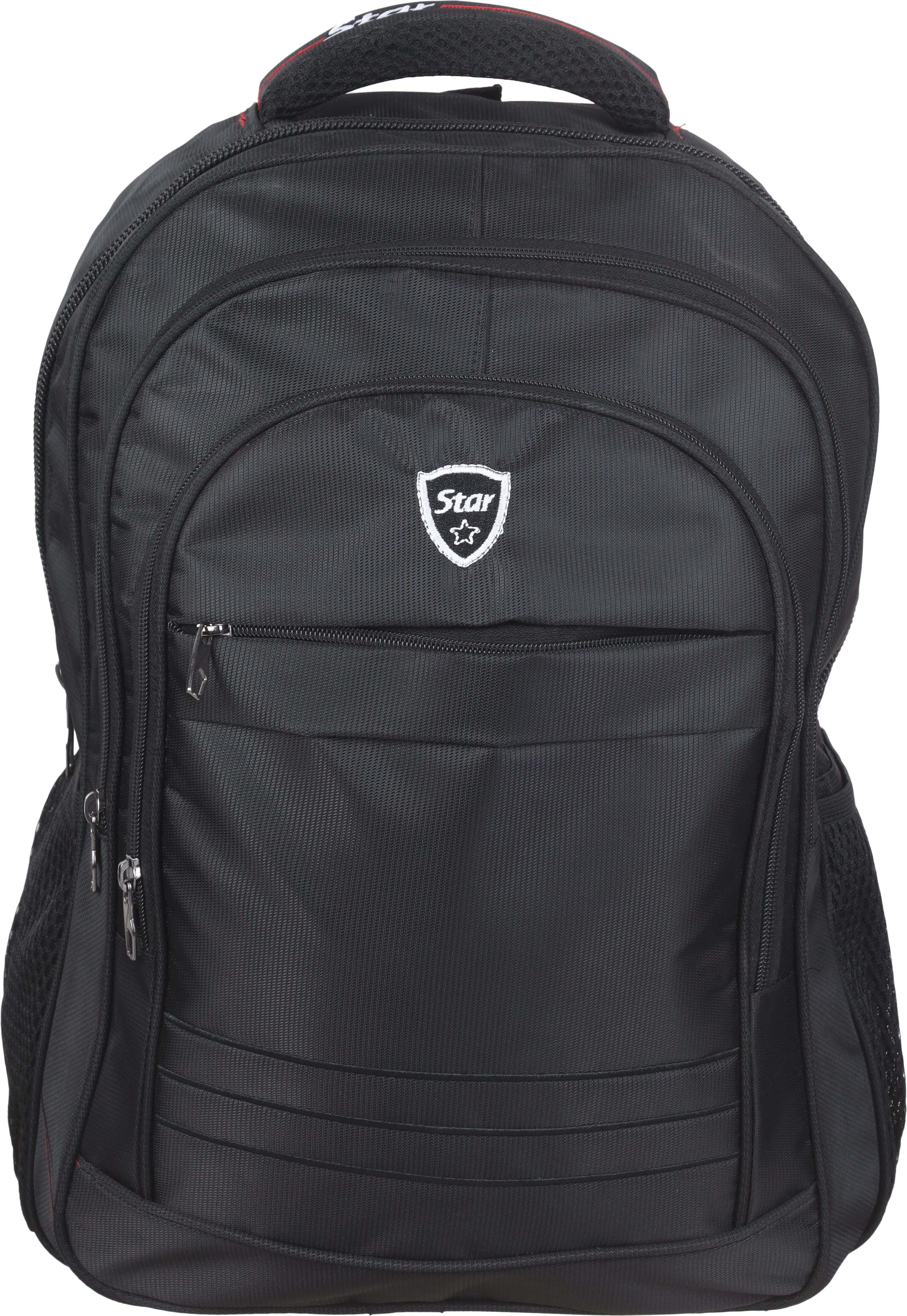 Star Fabric Laptop Bag, 4 Zippers, 18 Inch - Black