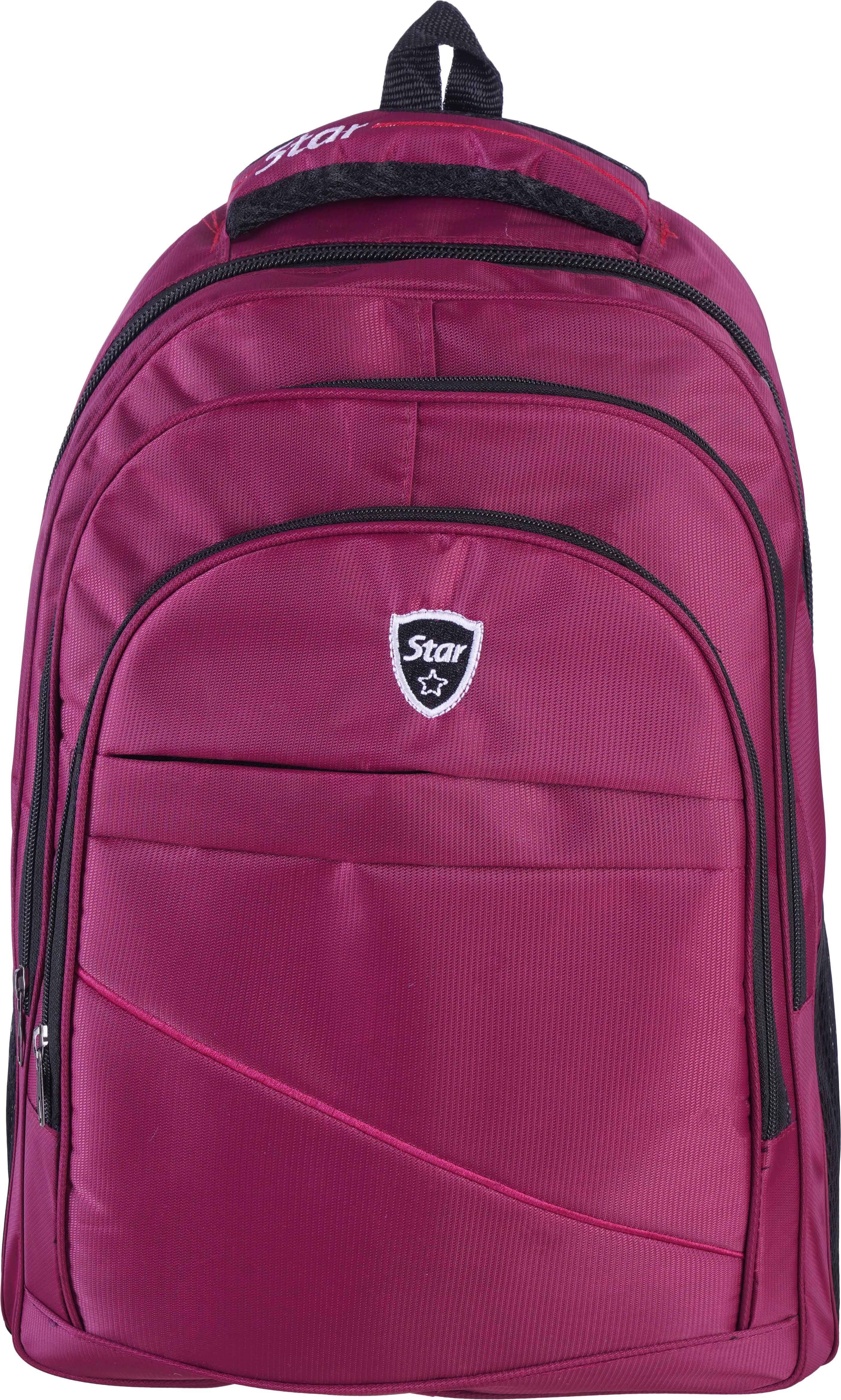 Star Fabric Laptop Bag, 4 Zippers, 18 Inch - Dark Red