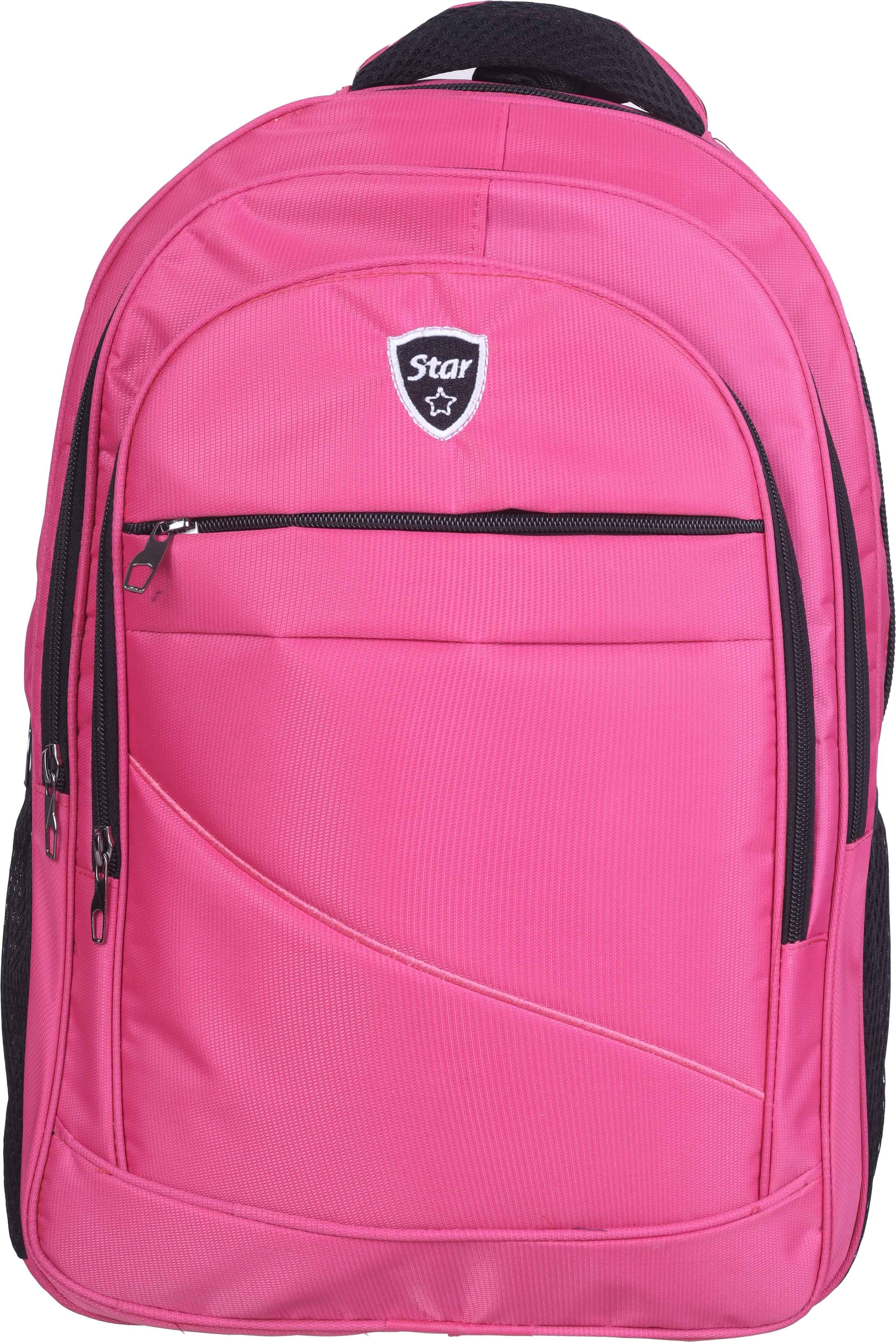 Star Fabric Laptop Bag, 4 Zippers, 18 Inch - Fuchsia