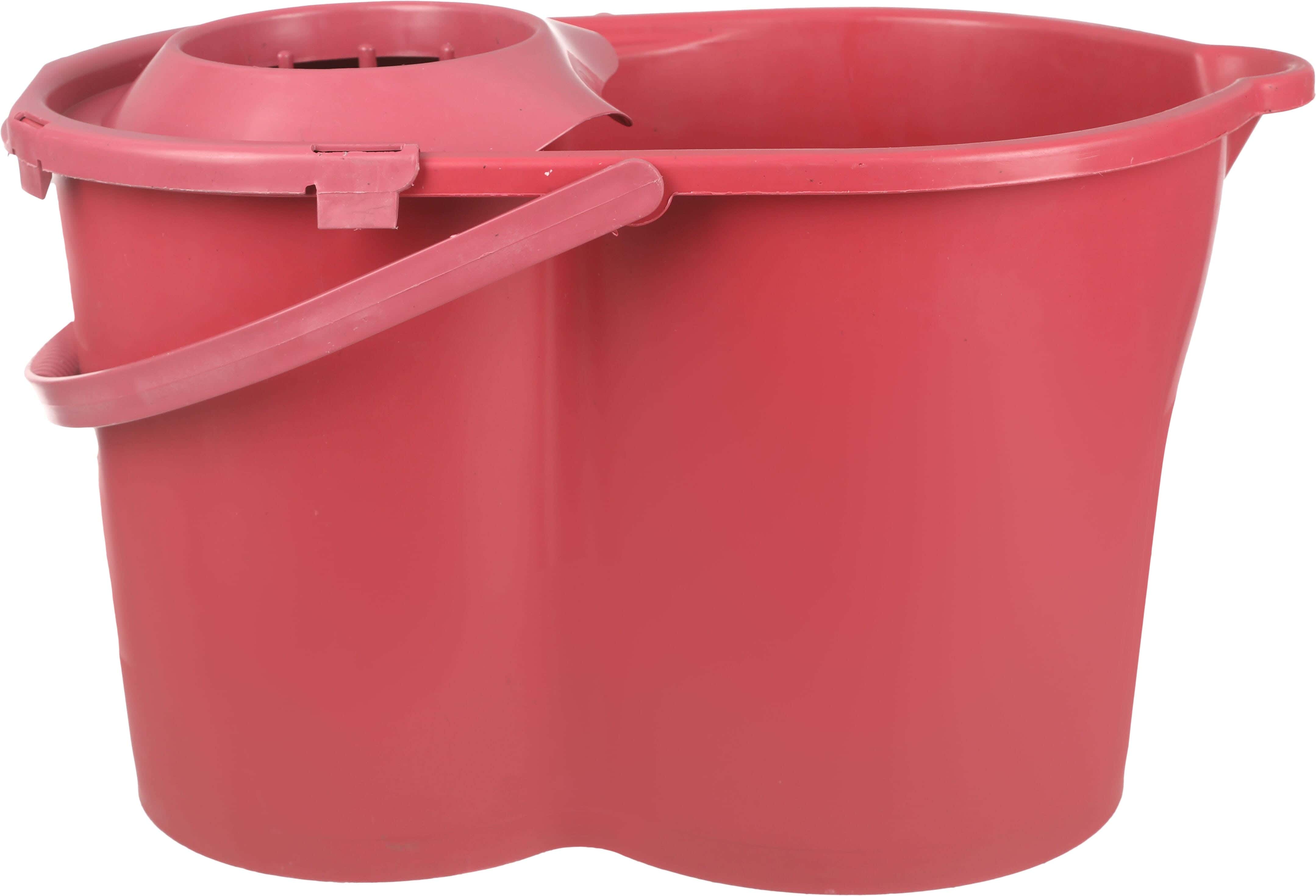 Plastic Cleaning Bucket with Wringer, 25 Liter - Red