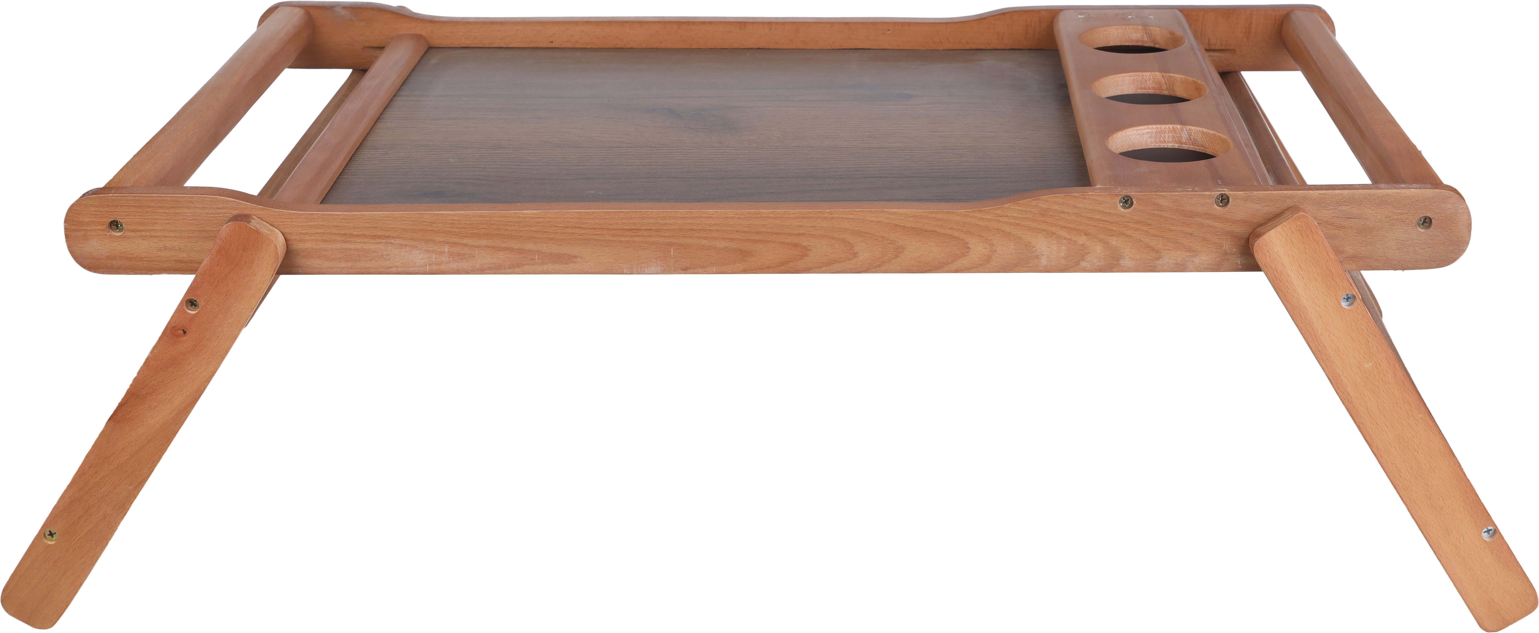 Home Wood Beech Wood Serving Tray, Folding Legs, 73×43 cm - Brown Wooden