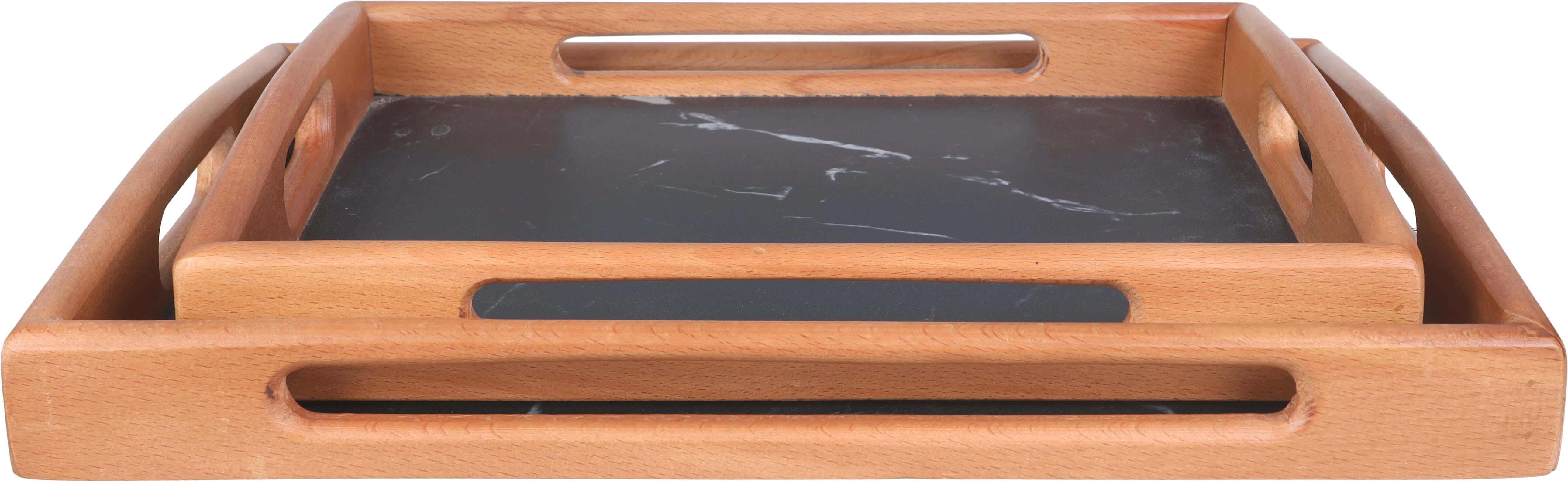 Homewood Wooden Serving Tray Set, 2 Pieces - Brown Black