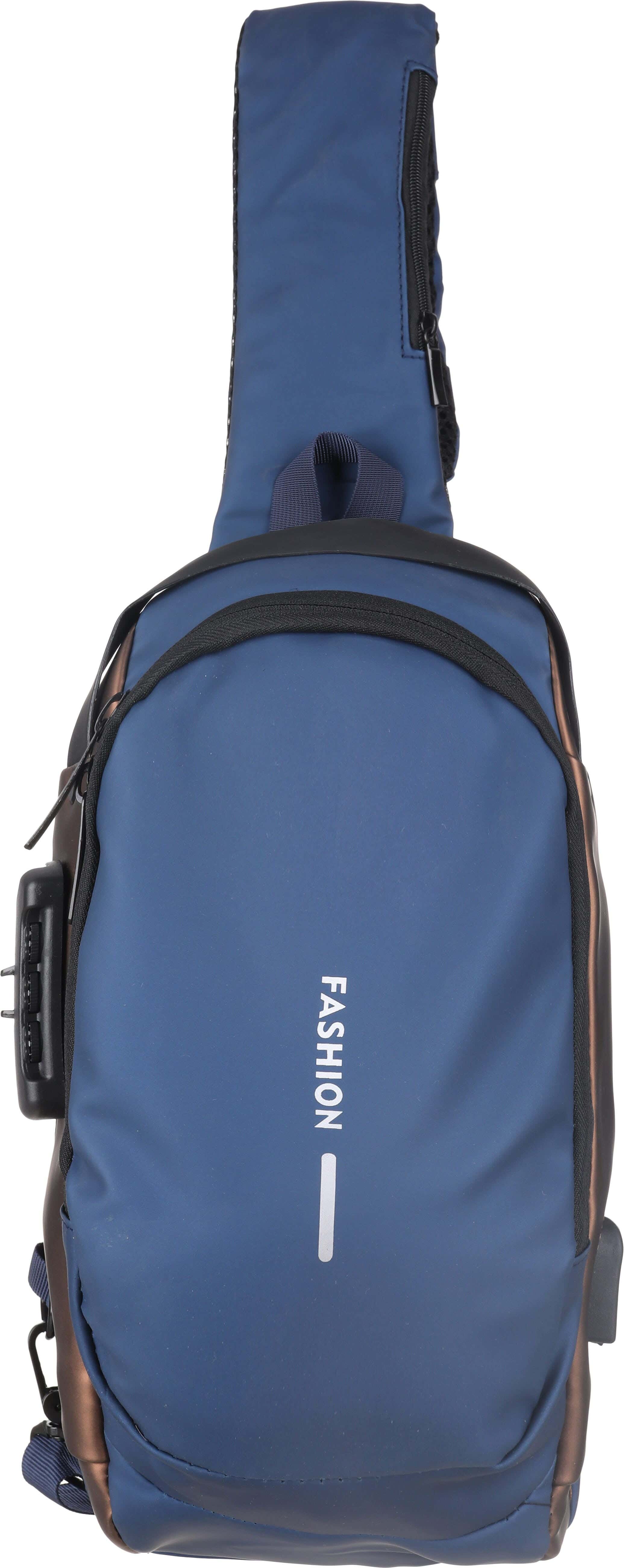 Waterproof Crossbody Bag, 31×17 Cm, 2 Zippers, Digital Lock - Petrol Brown