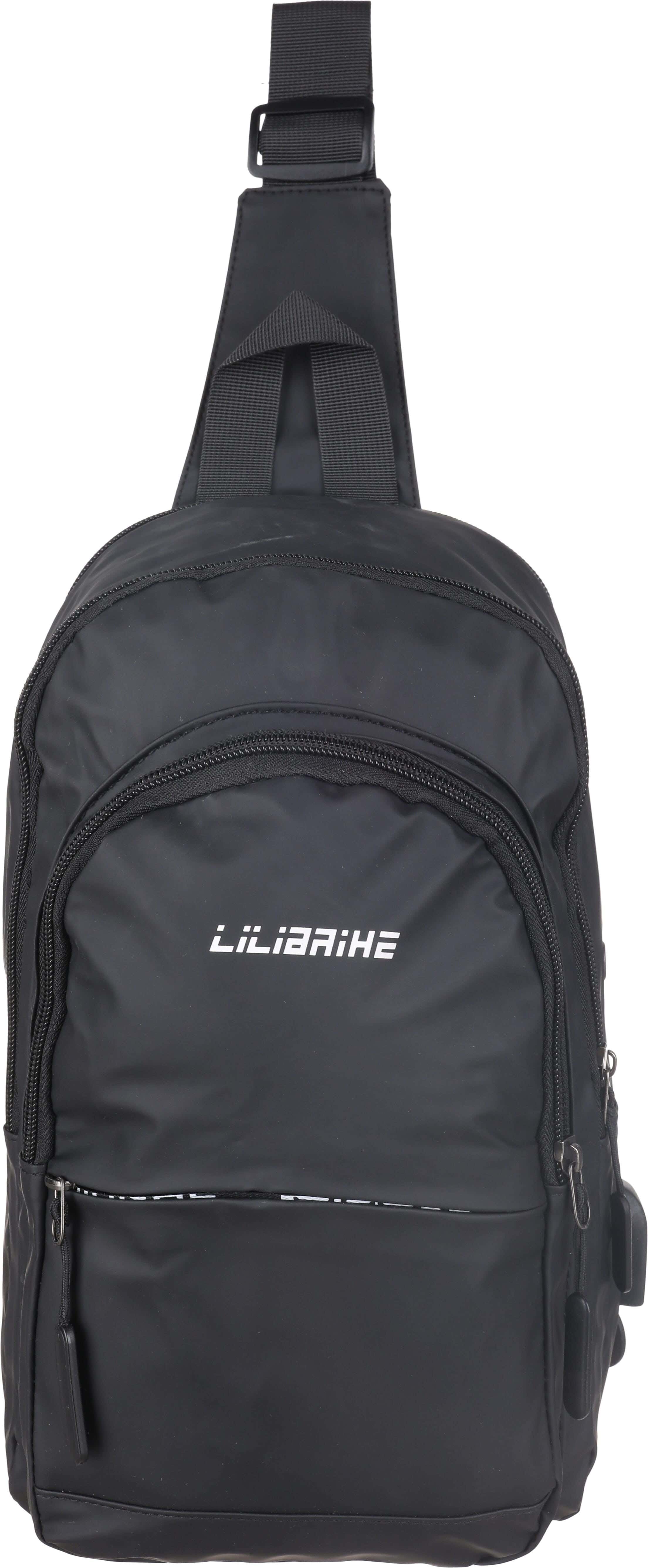 Waterproof Crossbody Bag, 31×17 Cm, 4 Zippers - Black