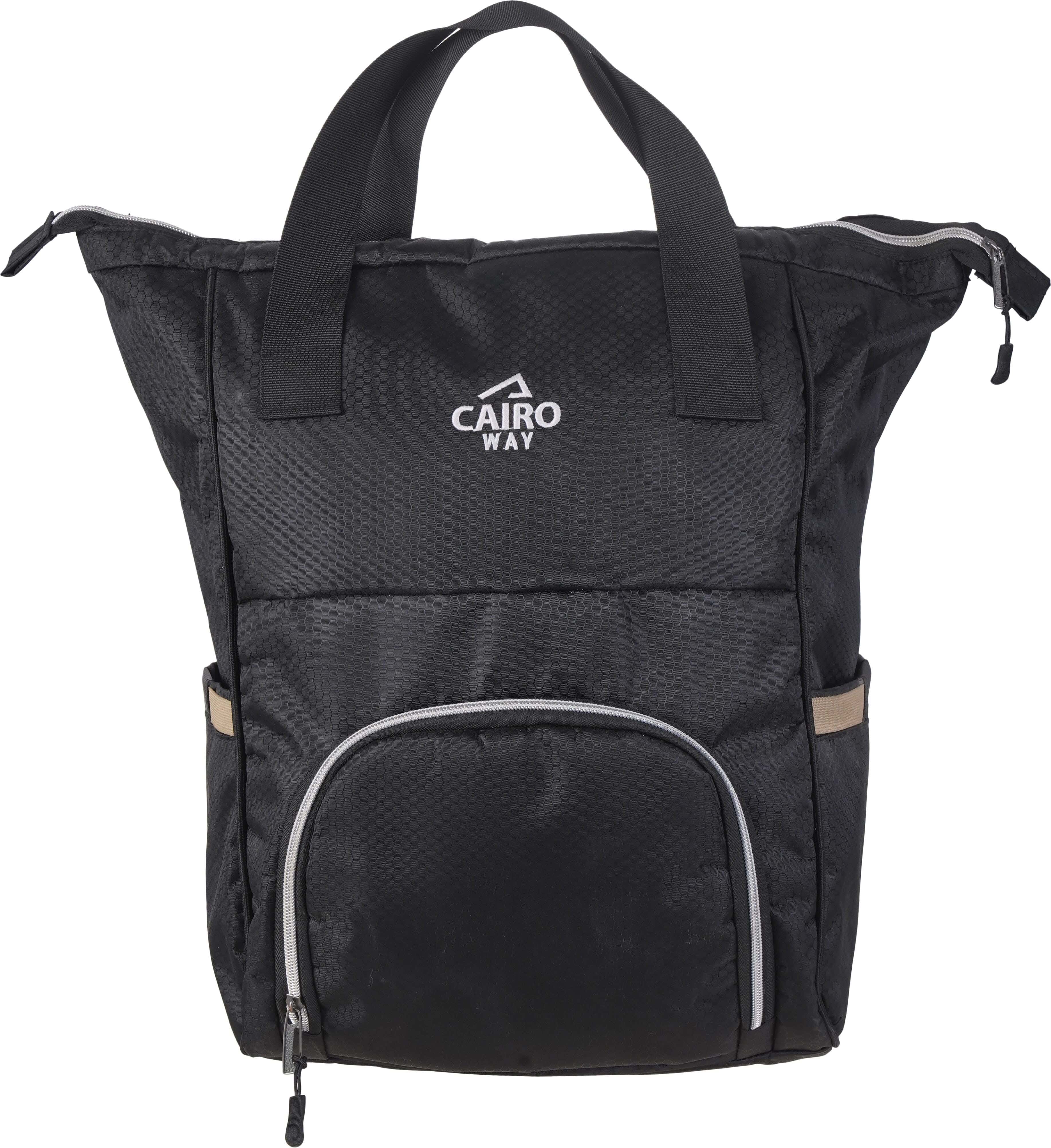Cairo Way Fabric Baby Diaper Backpack, 28x46 cm, 2 Zippers - Black