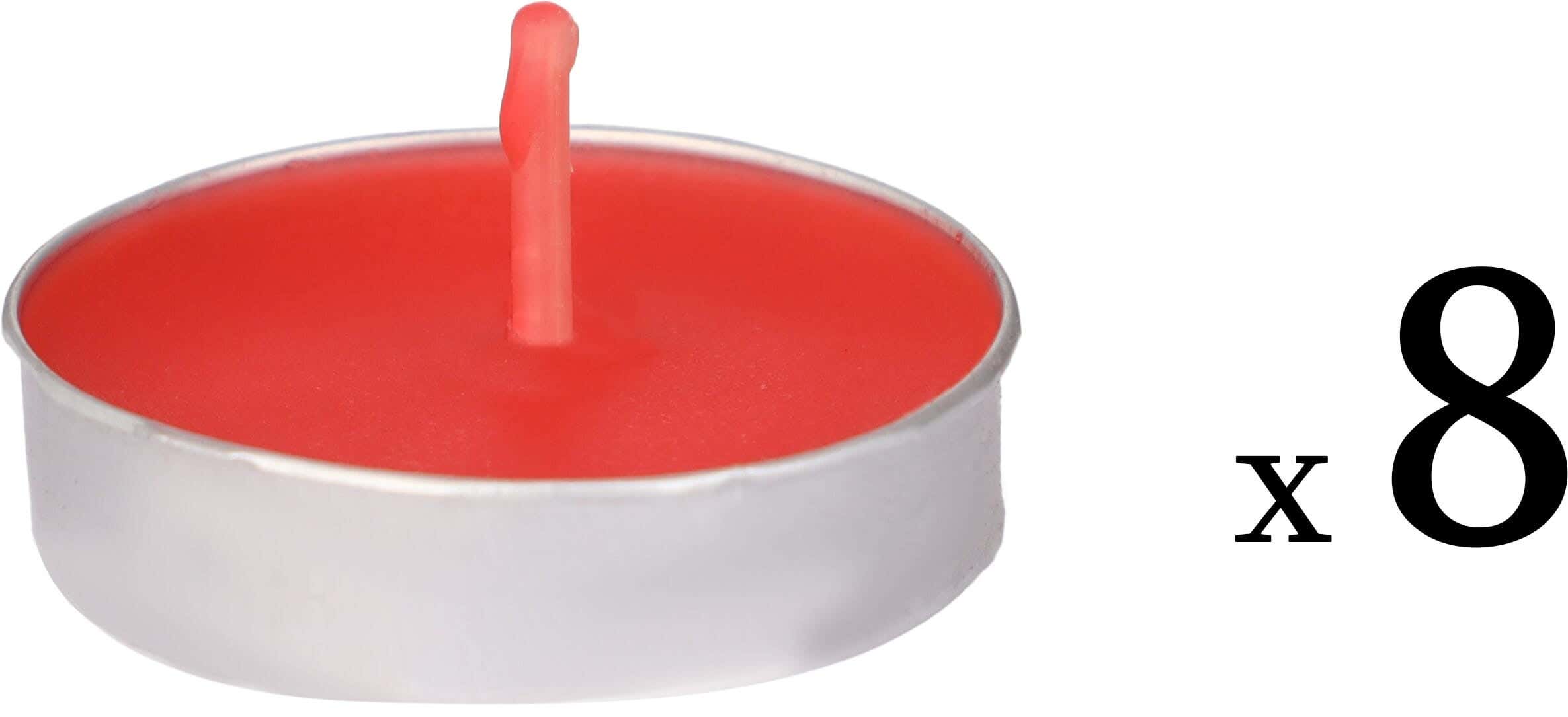 Scented Candle set with metal frame, 8 pieces, 4 cm - Red
