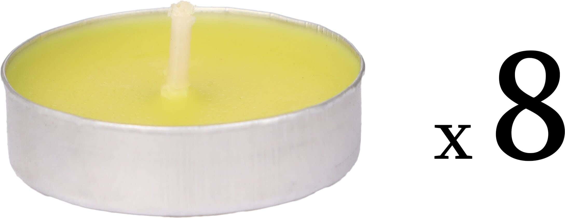 Scented Candle set with metal frame, 8 pieces, 4 cm - Yellow