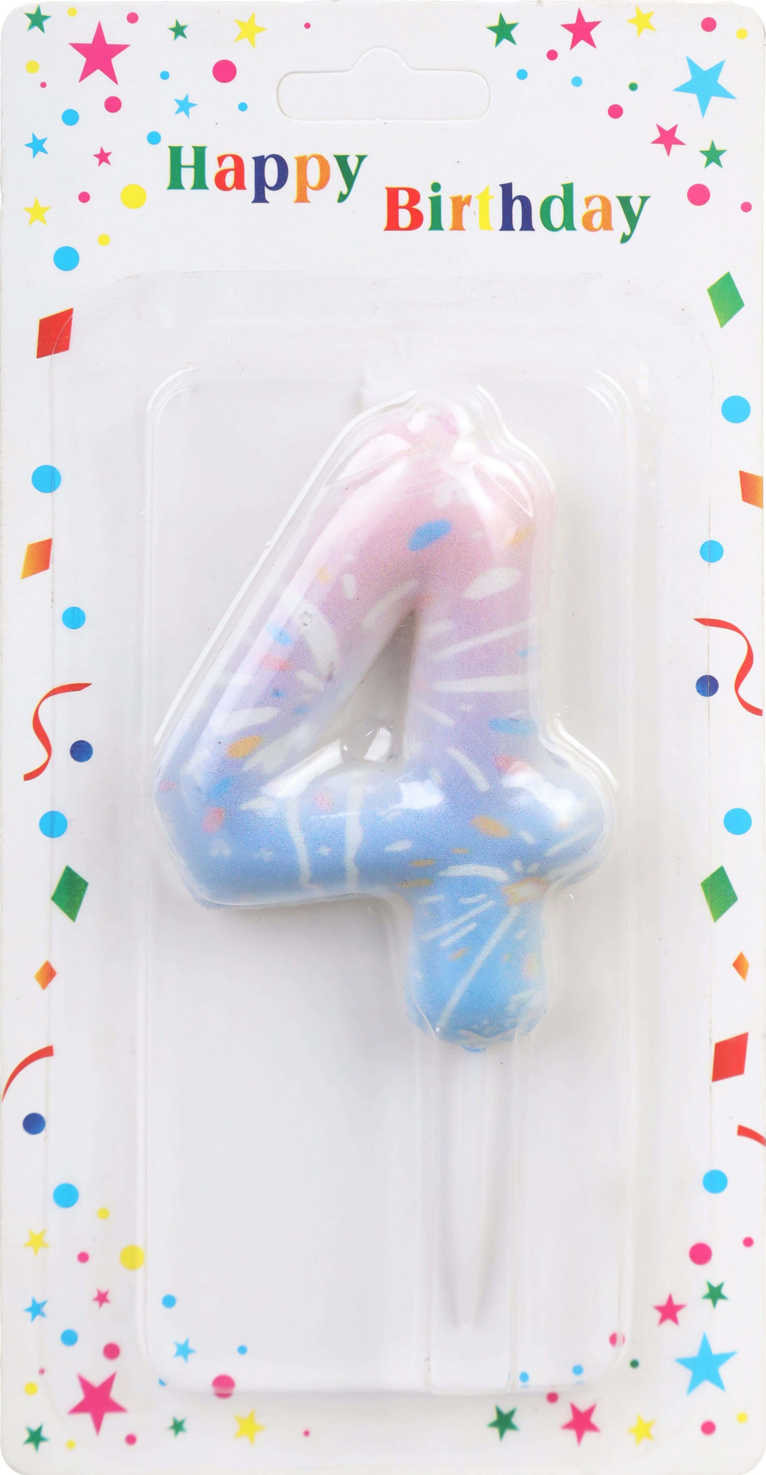 Birthday Candle, Number 4 Design - Multicolor