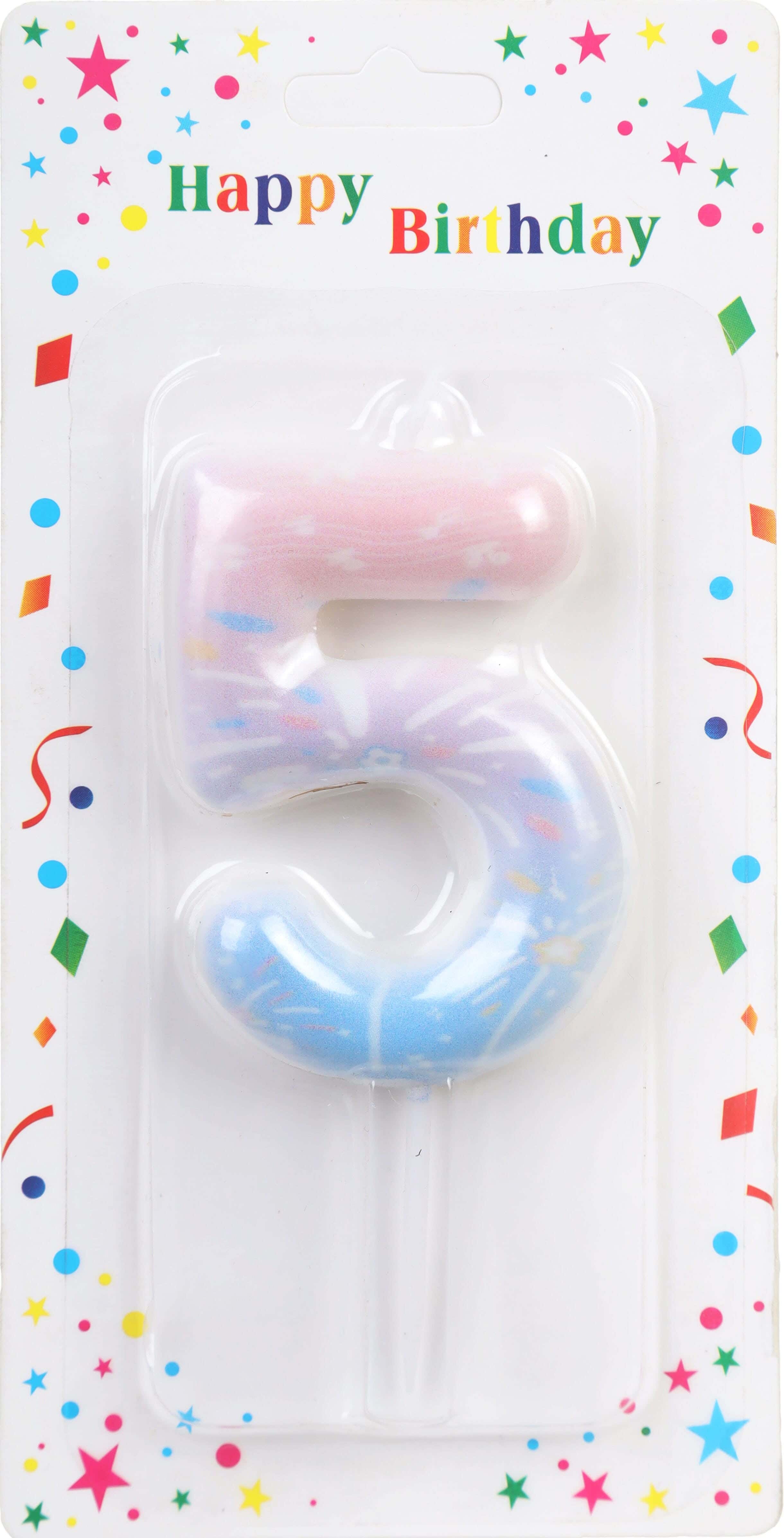 Birthday Candle, Number 5 Design - Multicolor