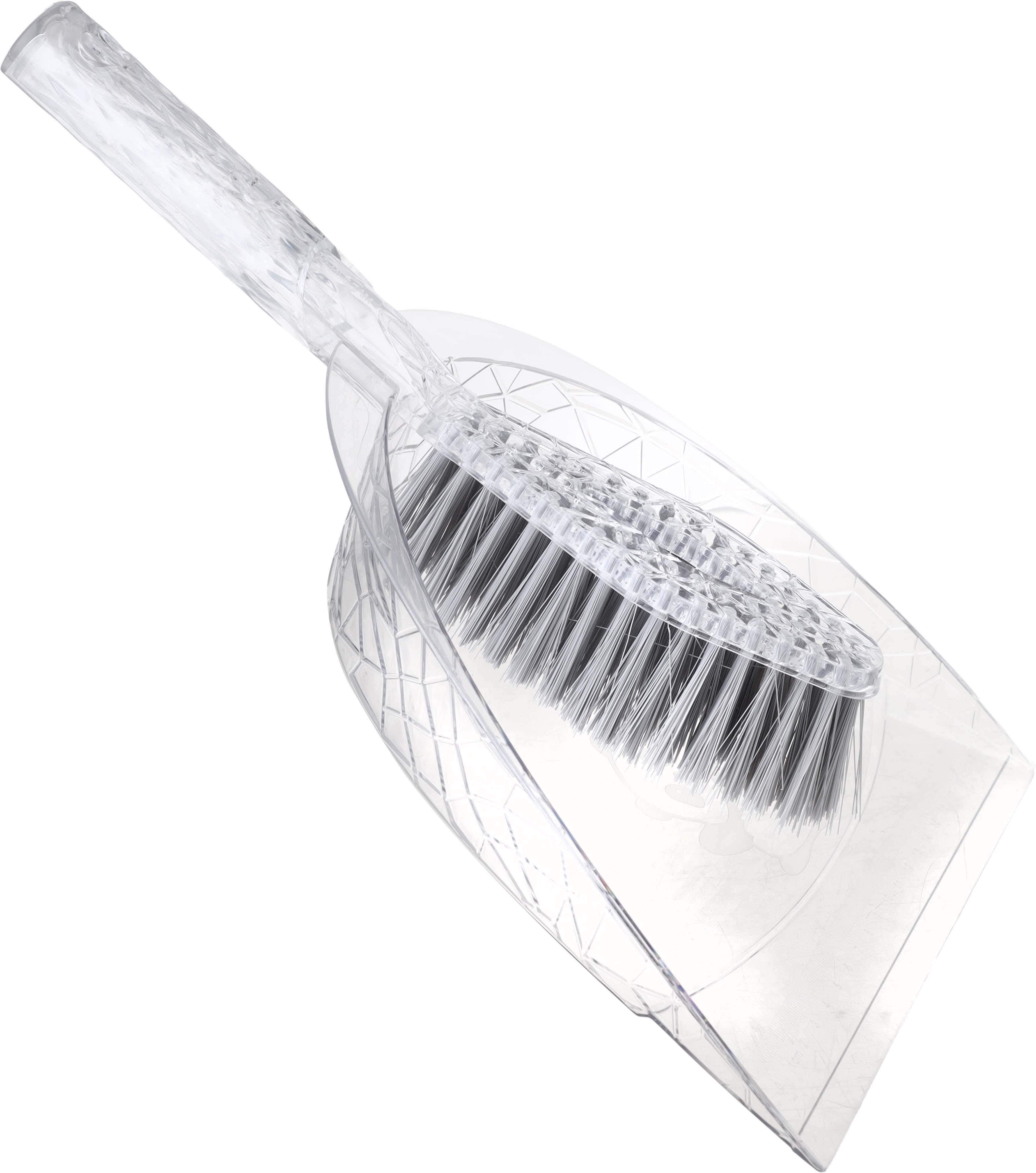 Plastic Brush and Dustpan Set, 2 pieces, 25x35 cm - Clear