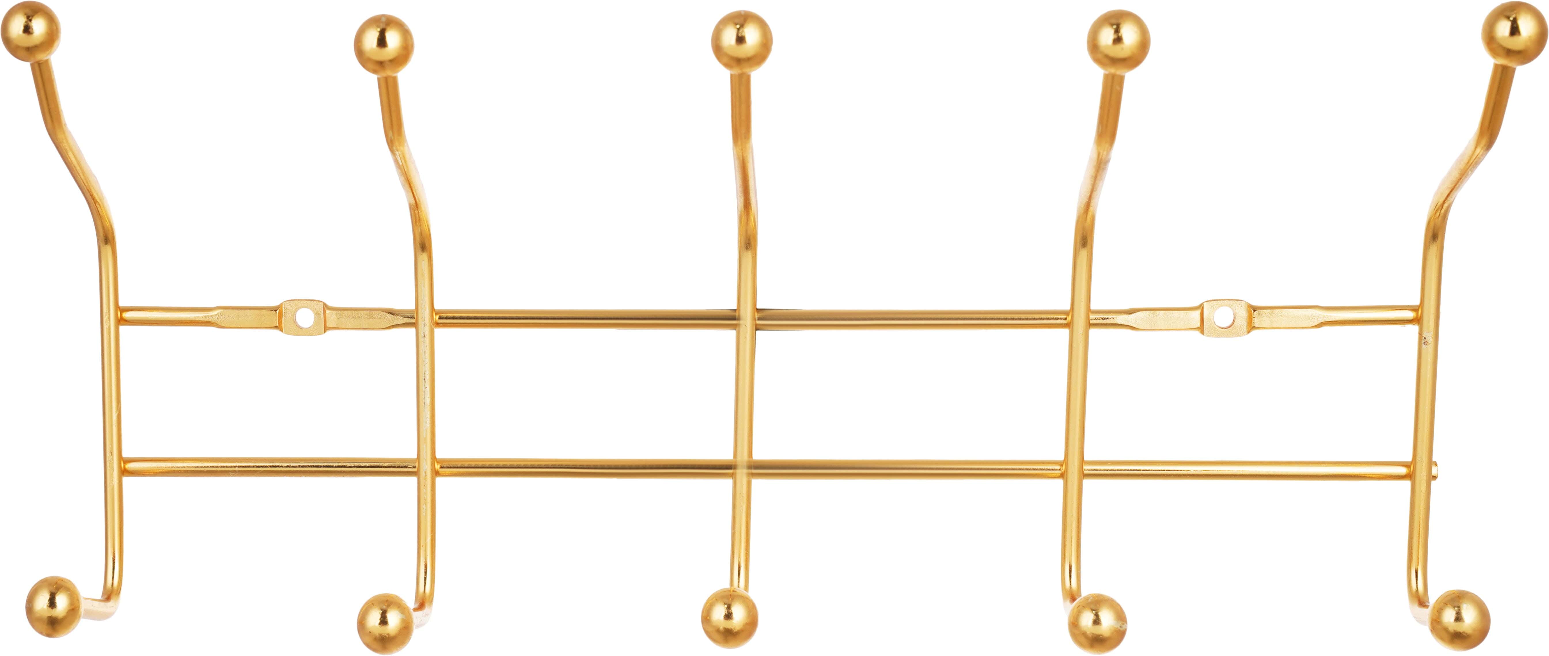 Metal Door Hanger, 10 Hooks, 29 Cm - Gold
