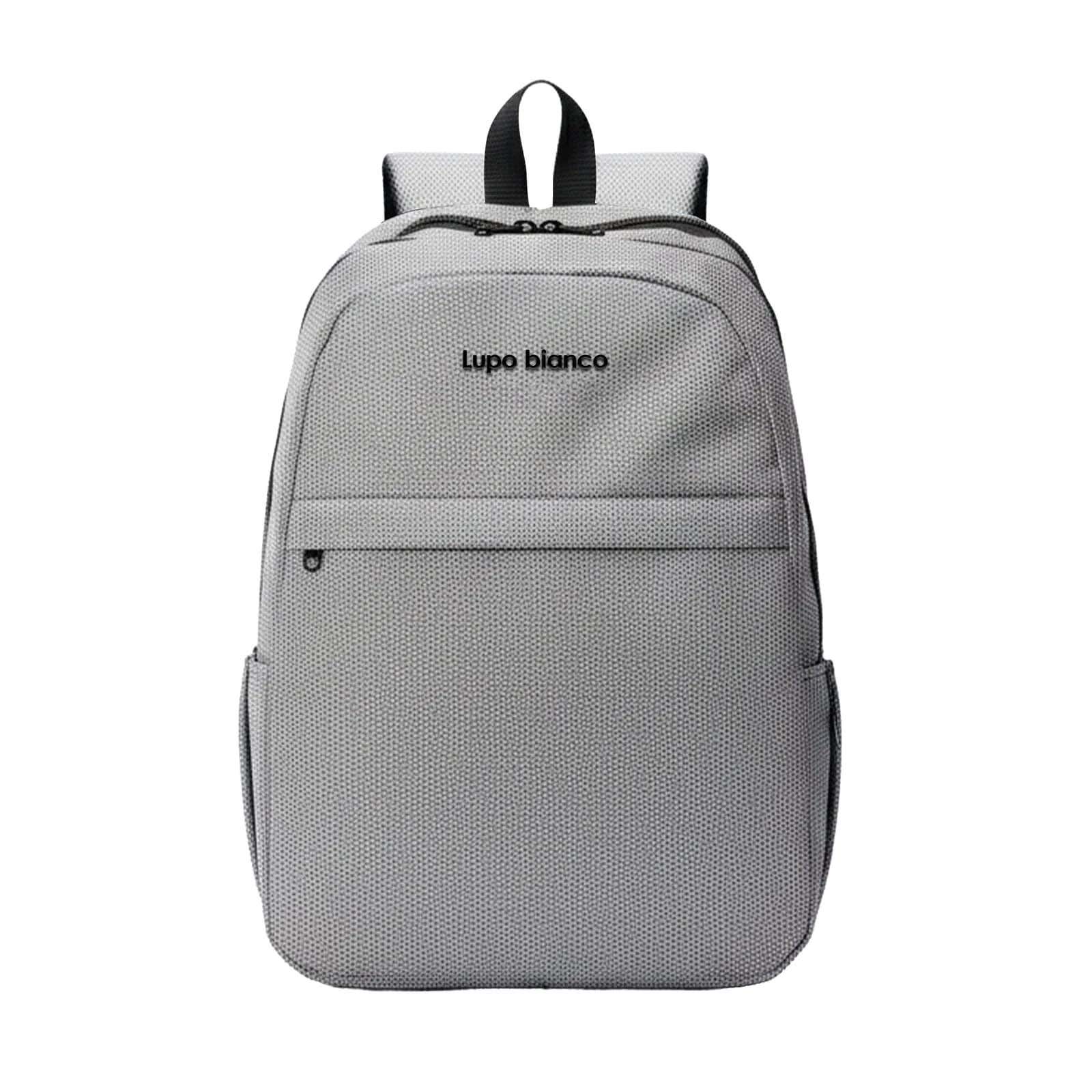 Lupo bianco Polyester Laptop Bag, 3 Zippers, 14 Inch - Grey