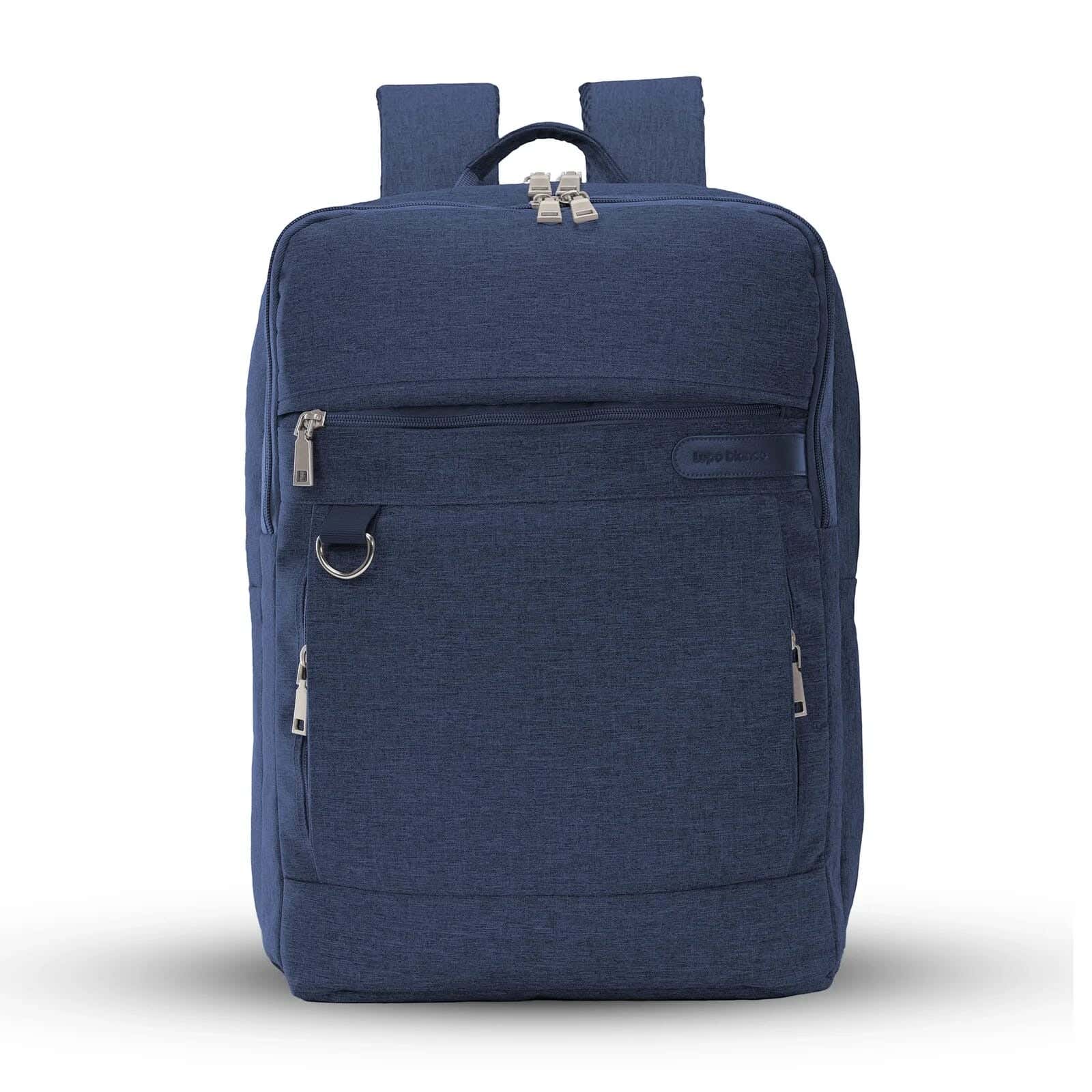 Lupo bianco Linen Laptop Bag, 5 Zippers, 15 Inch - Navy