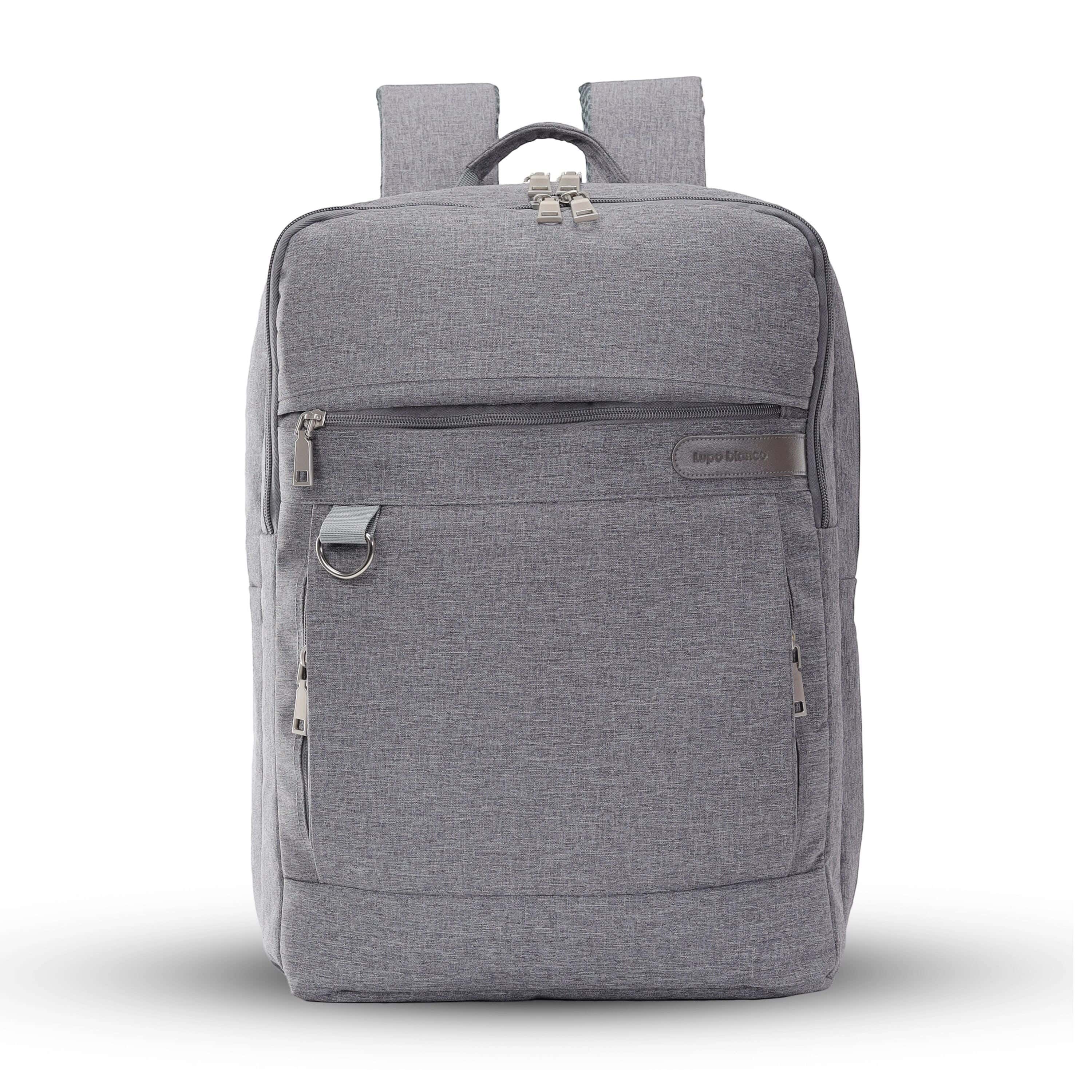 Lupo bianco Linen Laptop Bag, 5 Zippers, 15 Inch - Grey