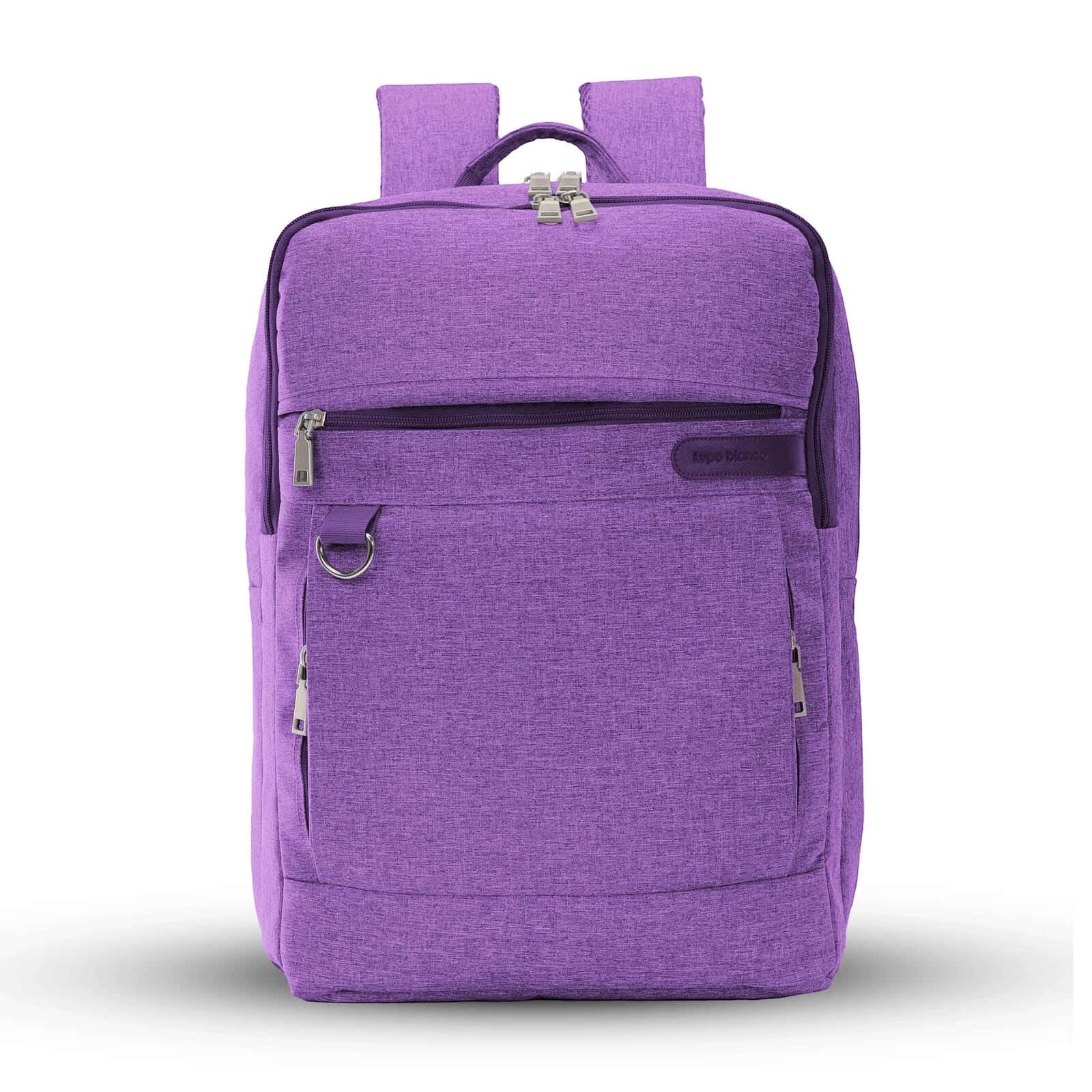 Lupo bianco Linen Laptop Bag, 5 Zippers, 15 Inch - Purple