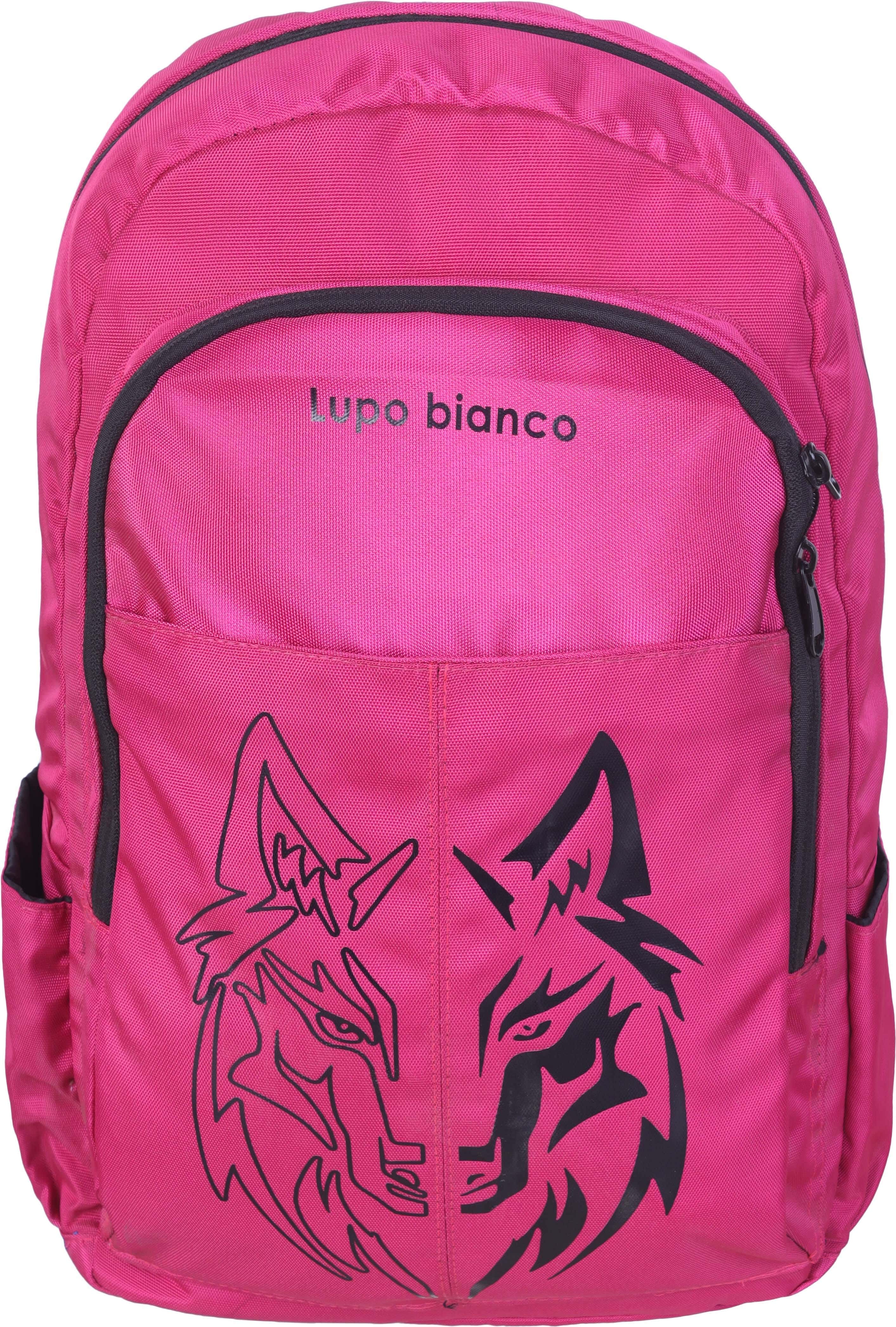 Lupo bianco Polyester Laptop Bag, 4 Zippers, 15.5 Inch - Pink