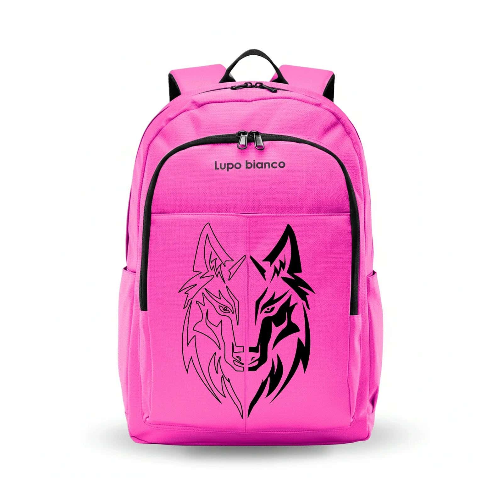 Lupo bianco Polyester Laptop Bag, 4 Zippers, 15.5 Inch - Rose