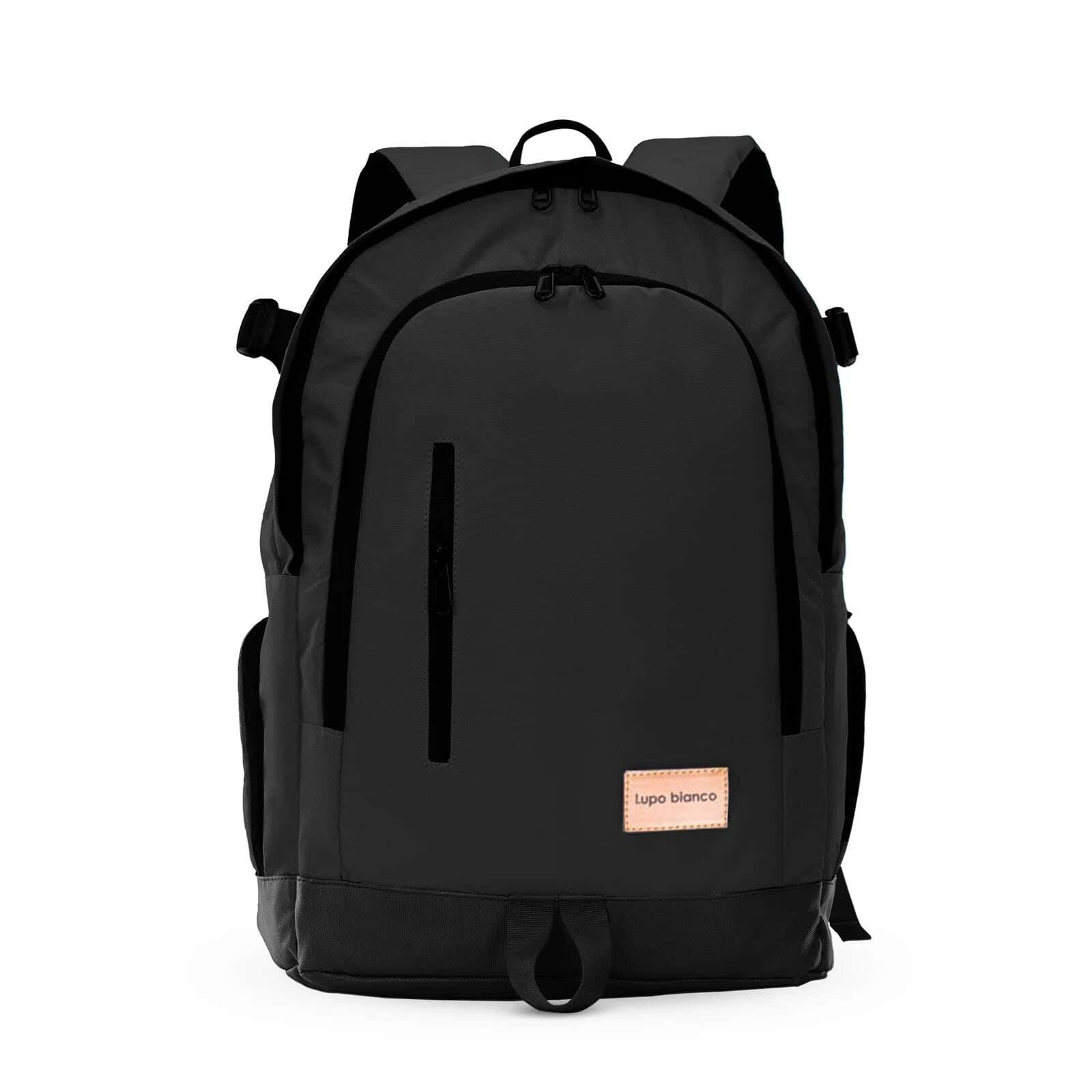 Lupo bianco Polyester Laptop Bag, 5 Zippers, 15.6 Inch - Black