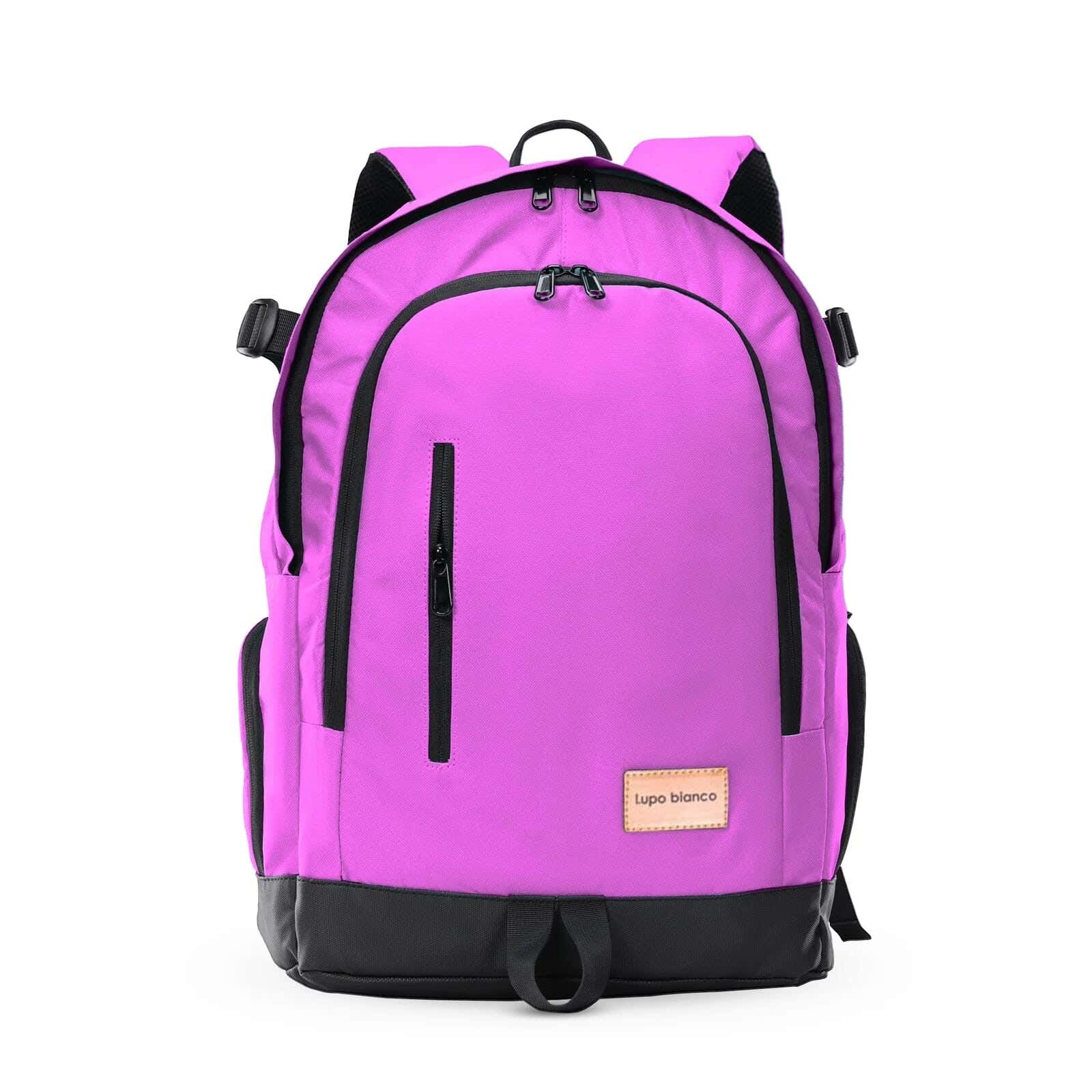 Lupo bianco Polyester Laptop Bag, 5 Zippers, 15.6 Inch - Purple