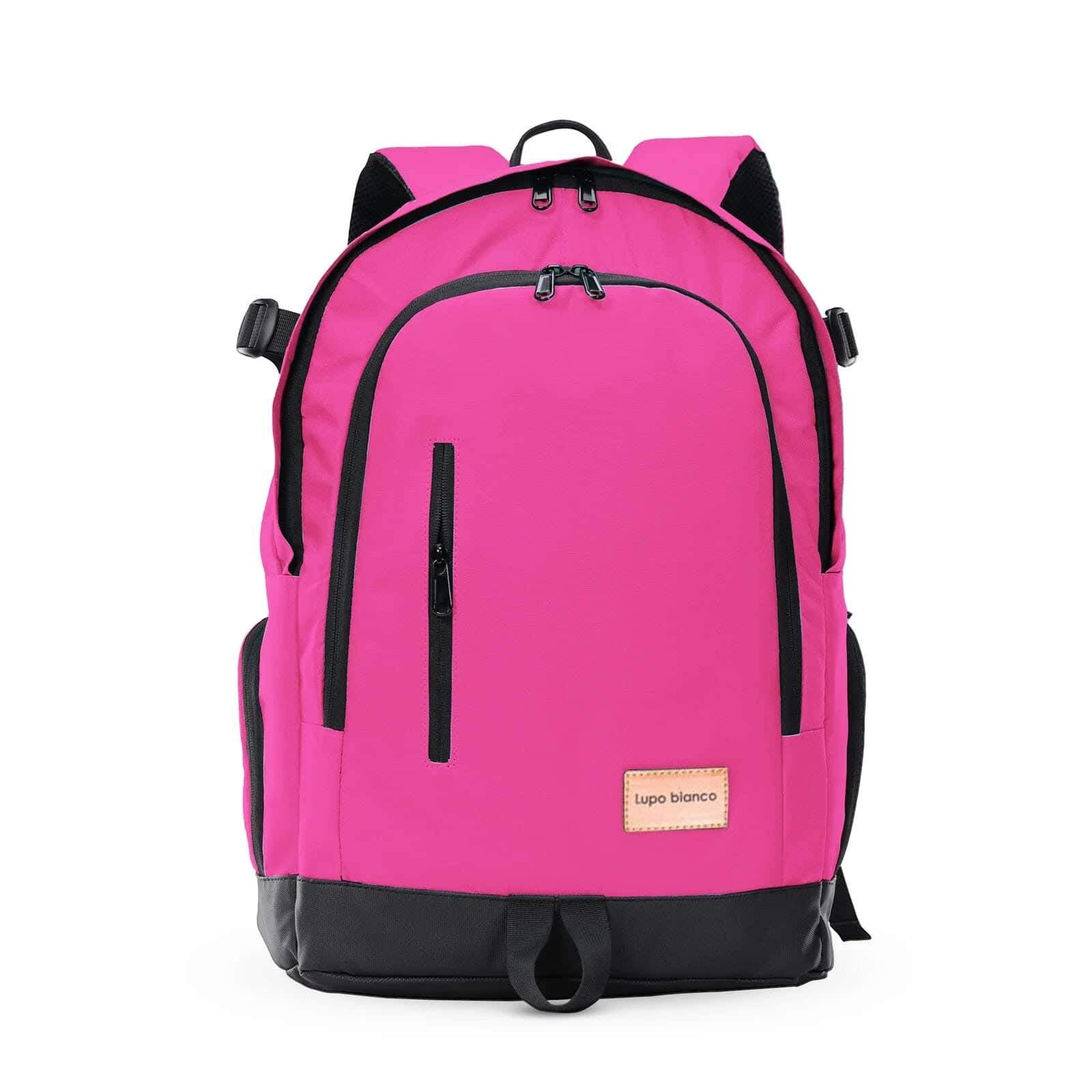 Lupo bianco Polyester Laptop Bag, 5 Zippers, 15.6 Inch - Fuchsia