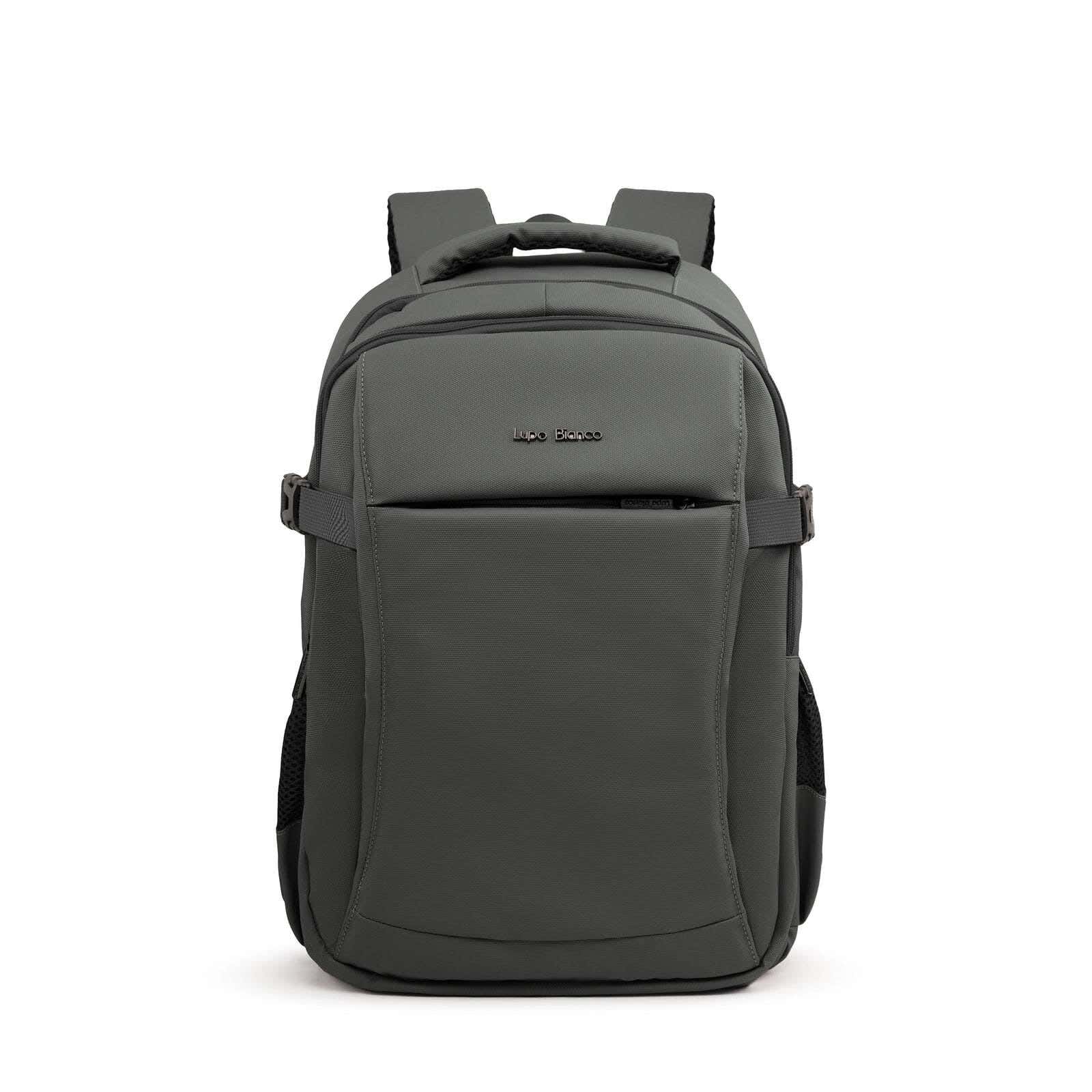 Lupo bianco Leather Laptop Bag, 5 Zippers, 16 Inch - Olive
