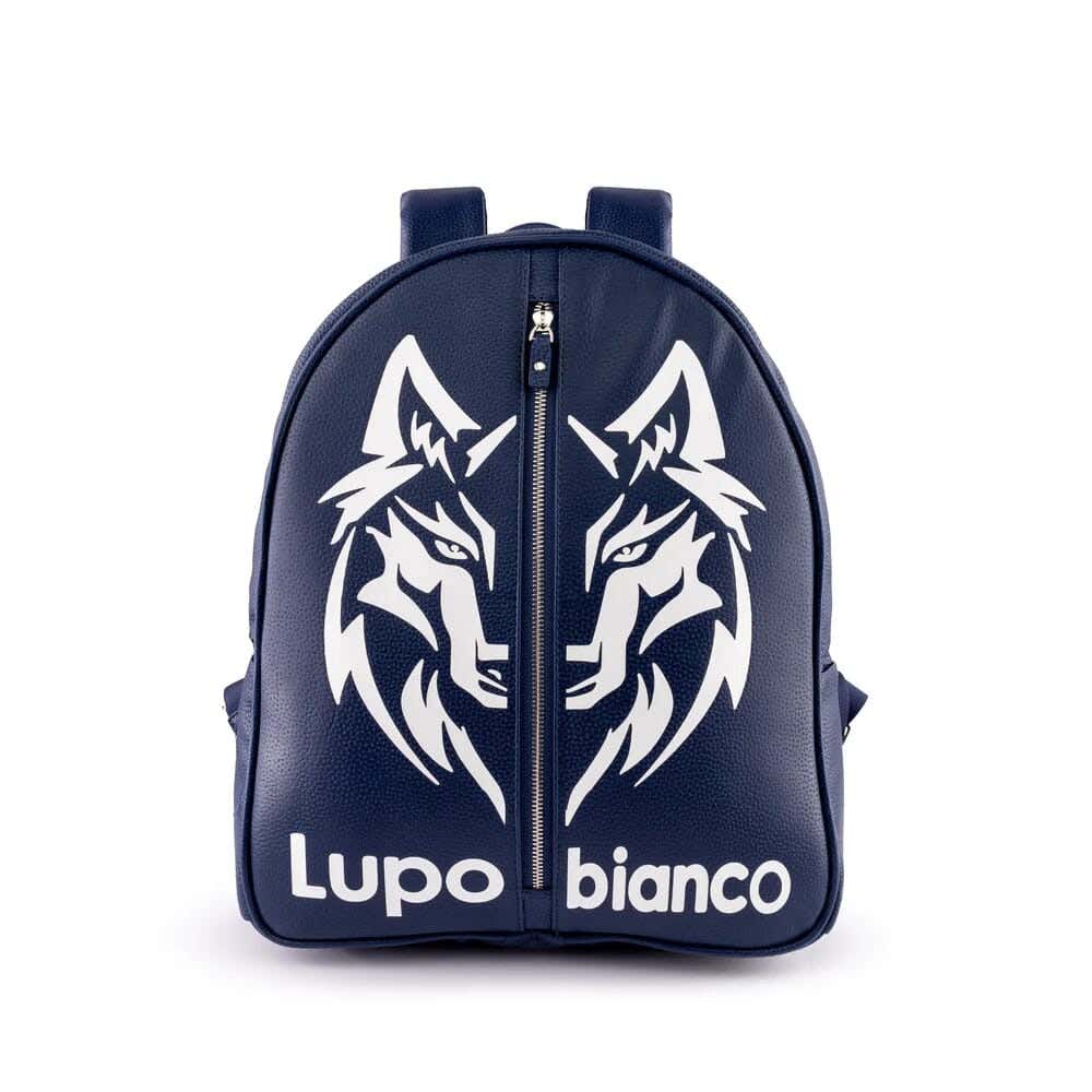 Lupo bianco Leather Laptop Bag, 2 Zippers, 15.6 Inch - Navy