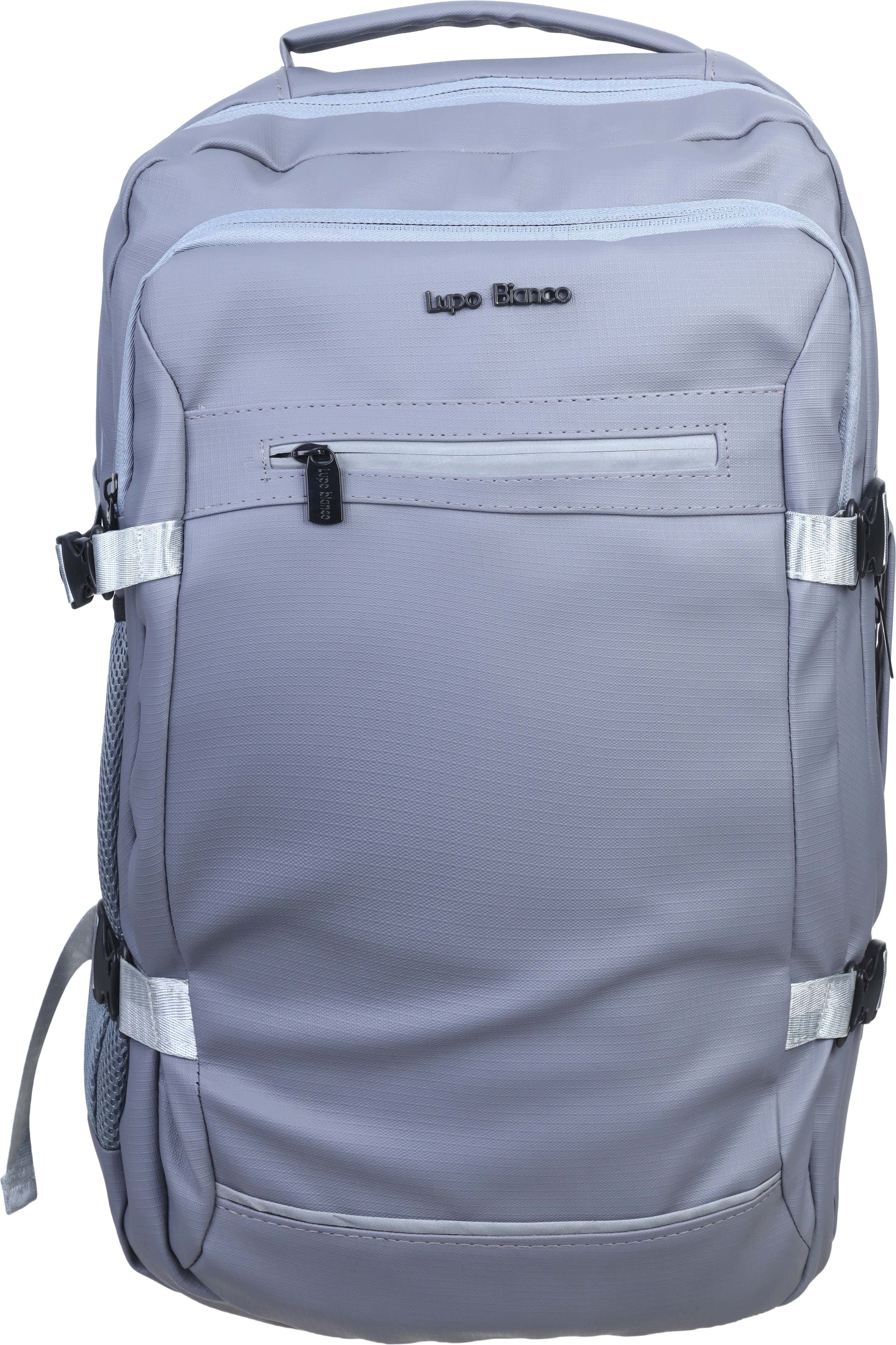 Lupo bianco Leather Laptop Bag, 4 Zippers, 15.6 Inch - Grey