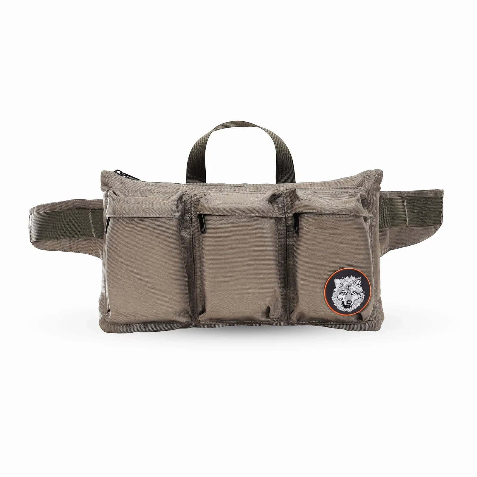 Lupo bianco Polyester Waist Bag For Men's, 36×21 cm, 4 Zippers - Olive