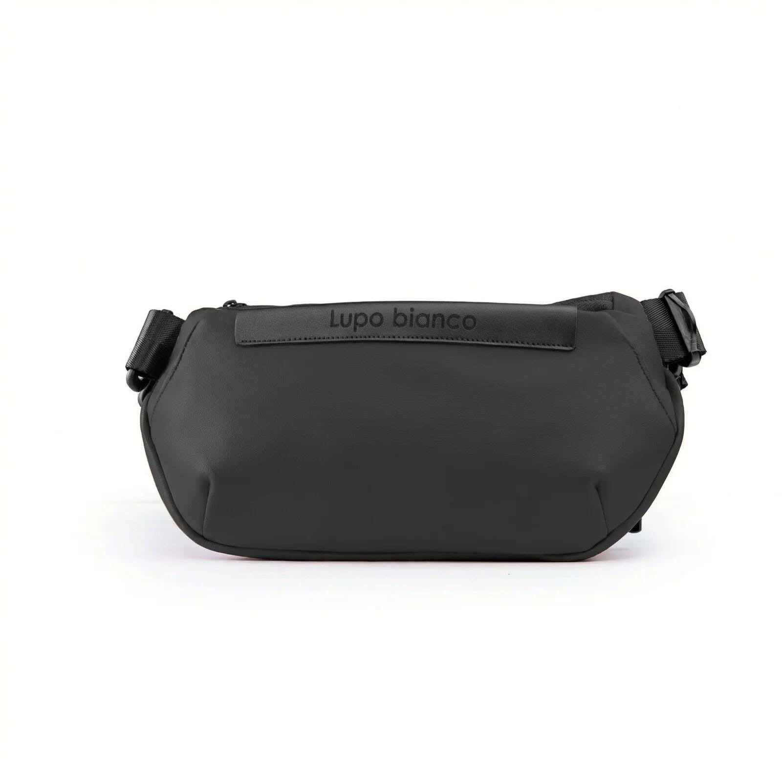 Lupo bianco Leather Waist Bag For Men's, 30×17 cm, 3 Zippers - Black