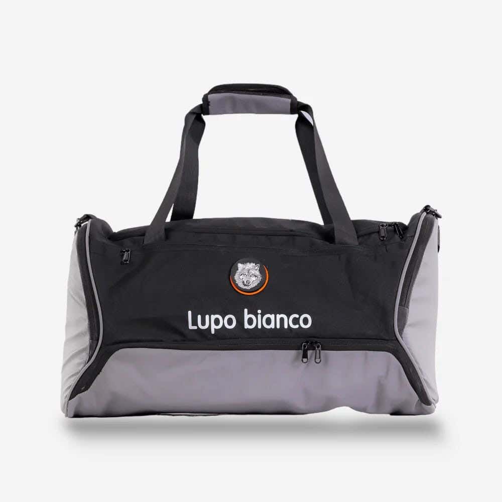 Lupo bianco Polyester Sports Handbag, 50x35 cm, 5 Zippers - Grey Black