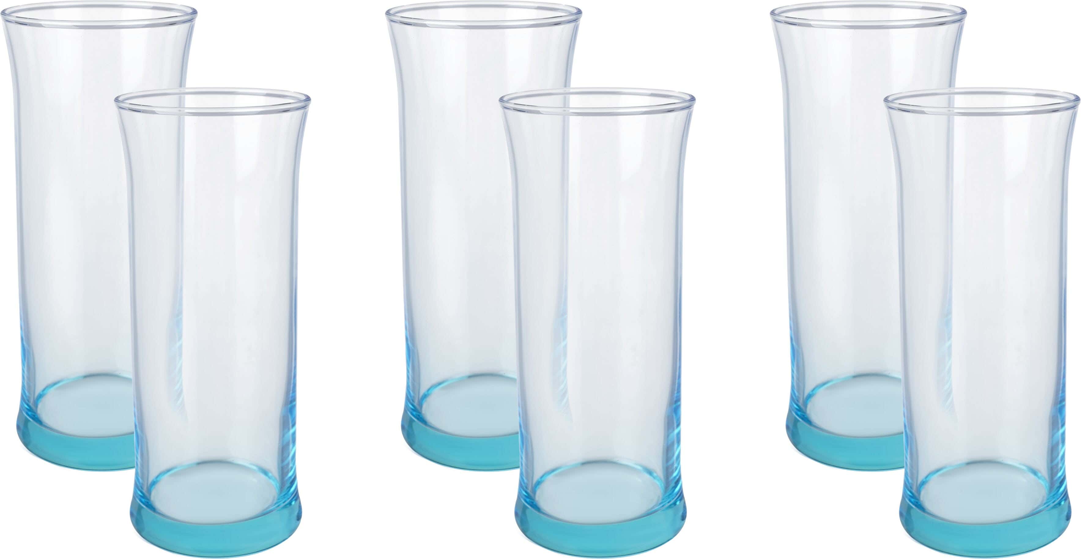 Pasabahce Glass Cups Set, 337 ml, 6 Pieces - Blue Clear