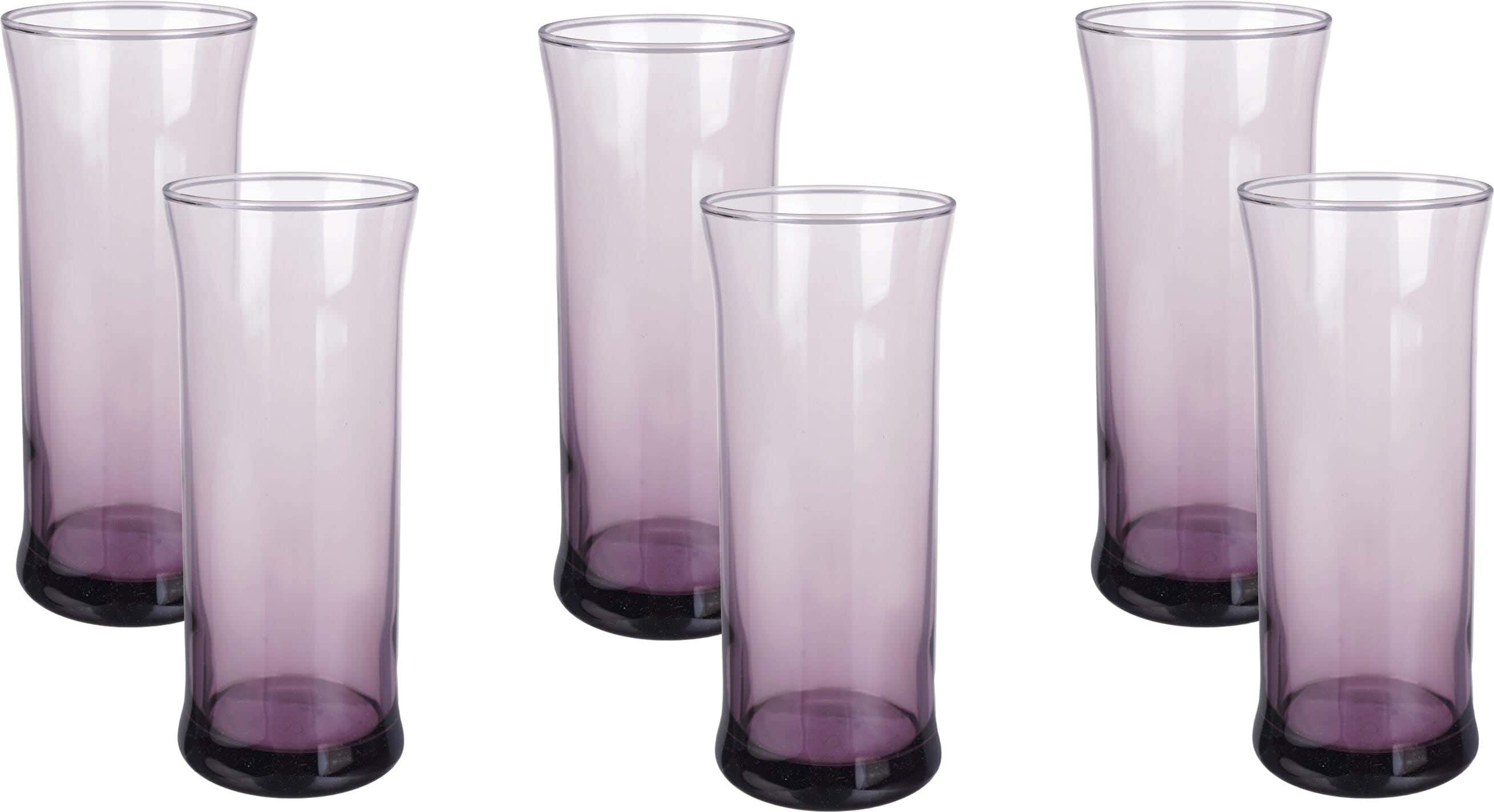 Pasabahce Glass Cups Set, 337 ml, 6 Pieces - Mauve Clear
