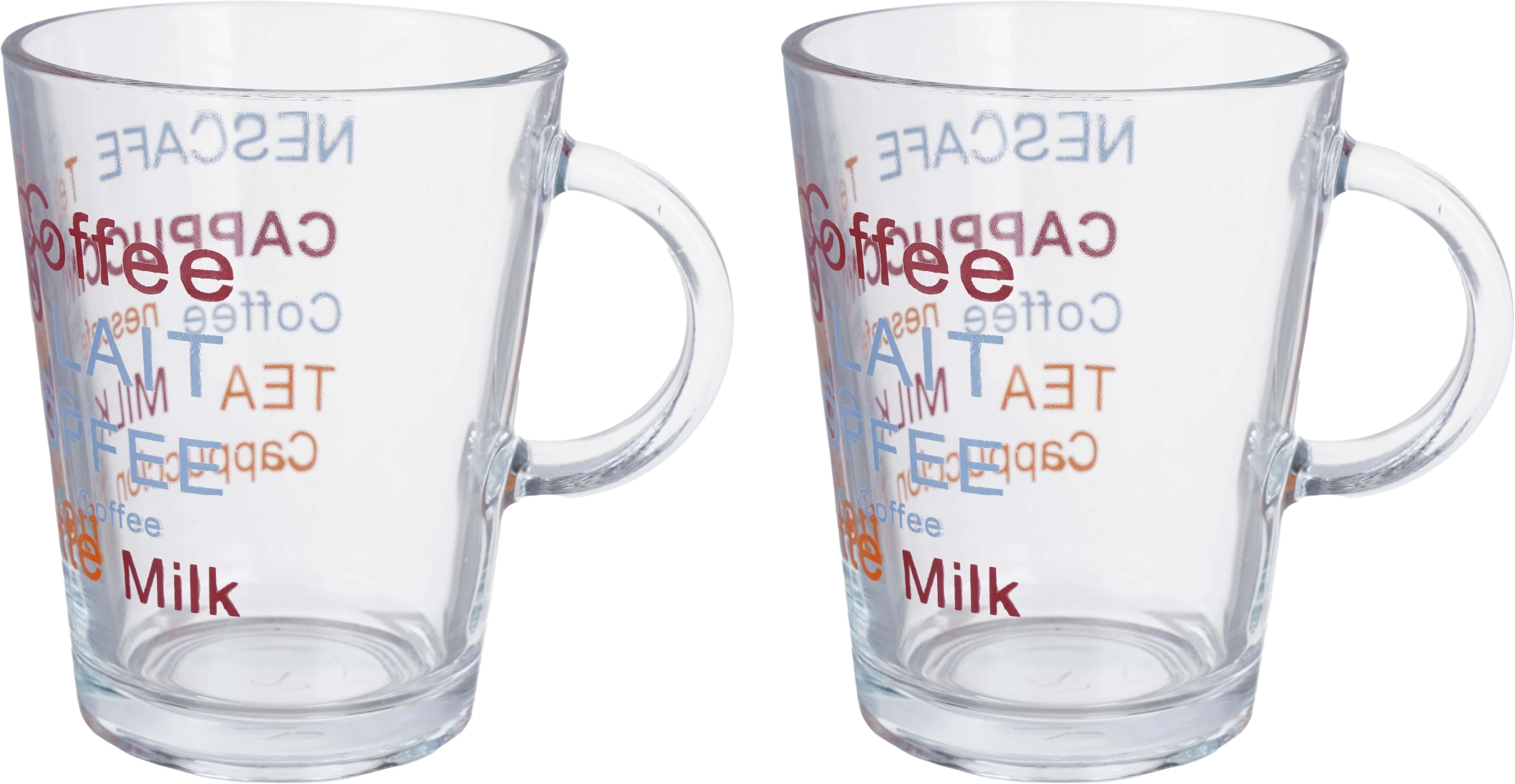 Pasabahce Glass Mug Set, 2 Pieces, 400 ml - Multicolor