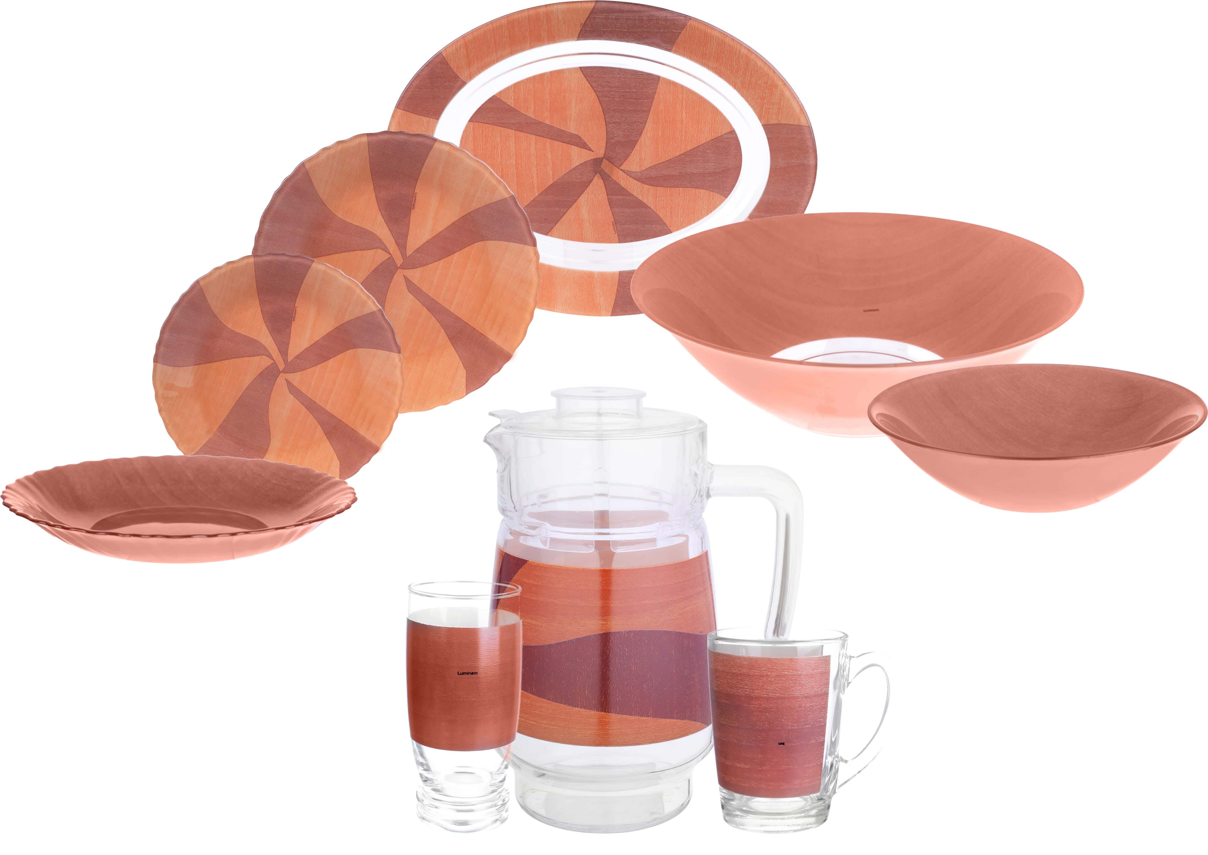Luminarc Arcopyrex Dinner Set, 40 Pieces - Brown Beige