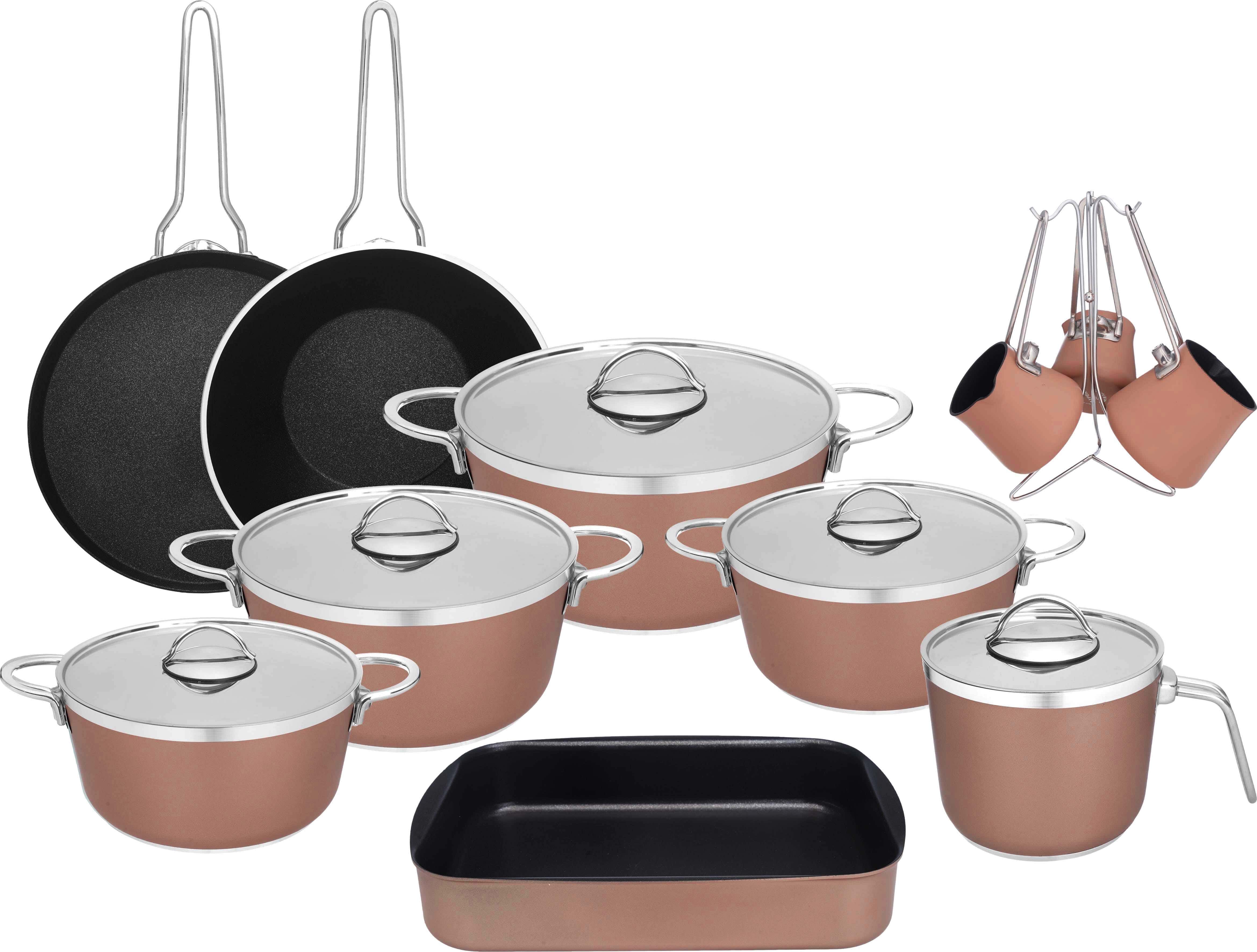 Ayperi Titanium Pots Set, 17 Pieces - Copper