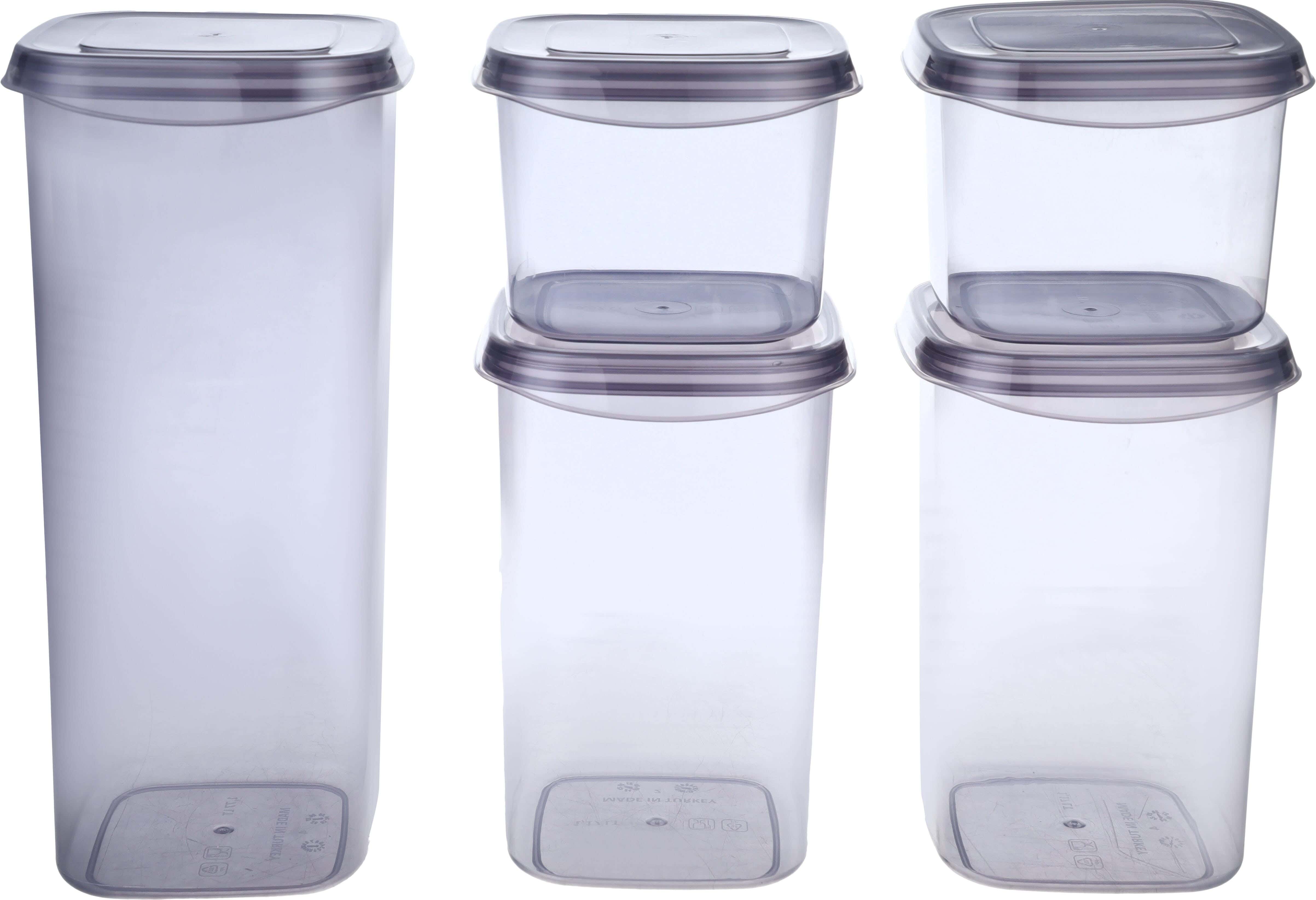 Plastic Legume Storage Box Set, 5 Pieces - Dark Grey