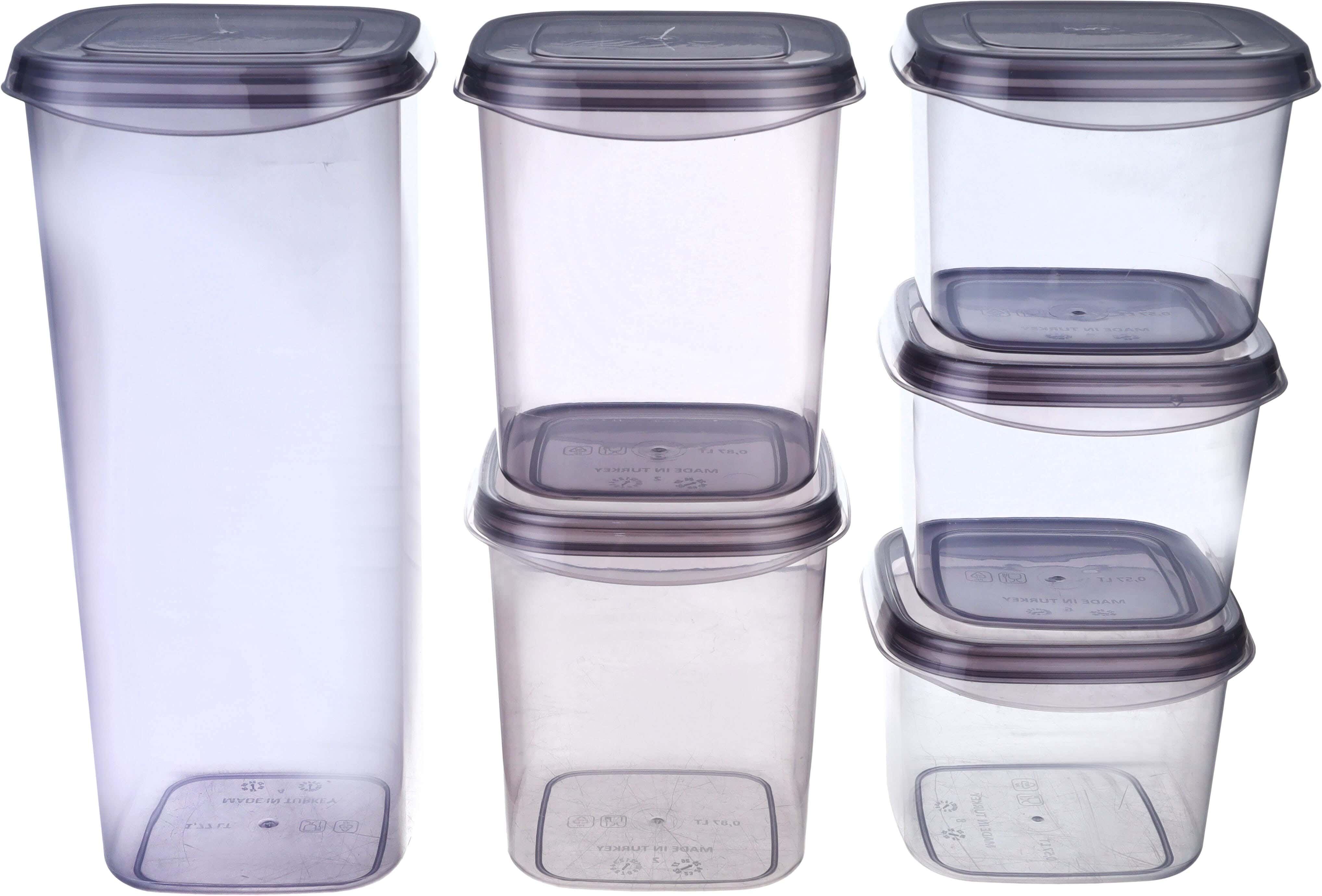 Plastic Legume Storage Box Set, 6 Pieces - Dark Grey