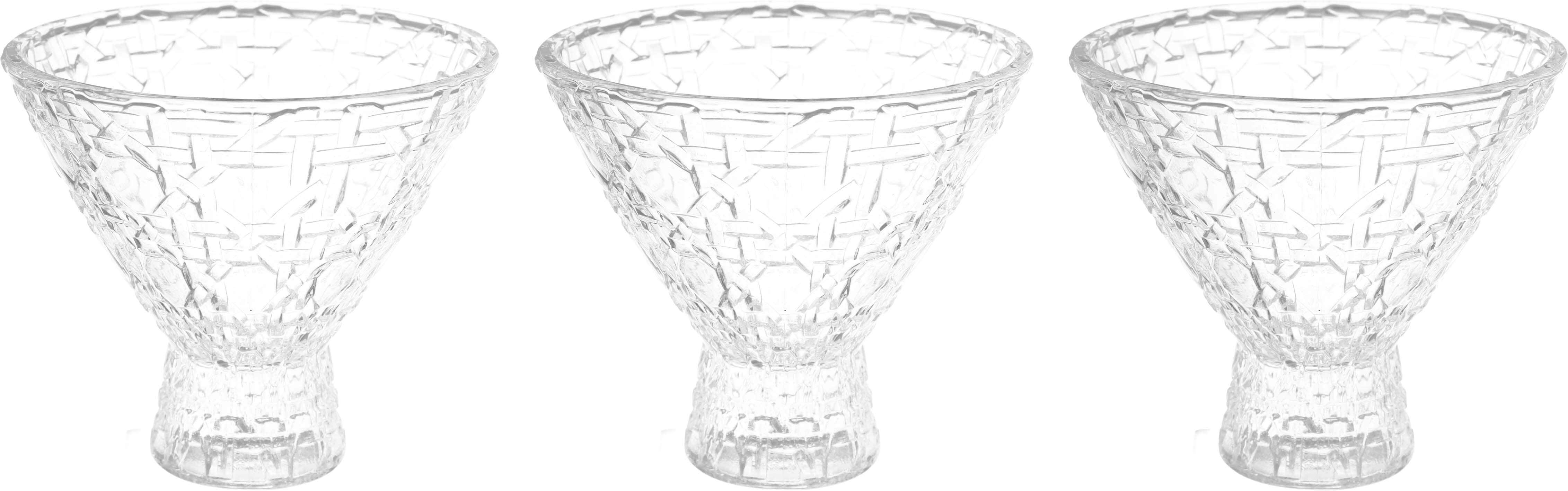 Goblet Glass Ice Cream Glasses Set, 3 Pieces, 10.5×10 cm - Clear