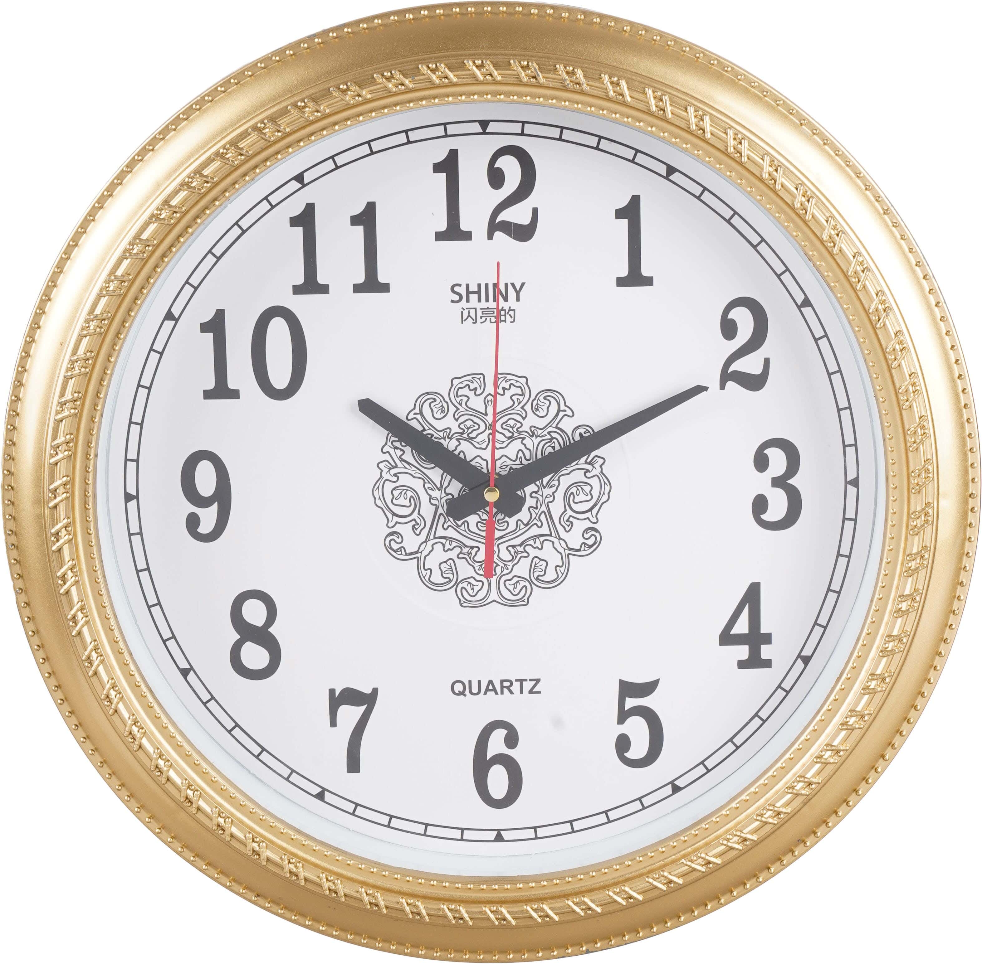Plastic Wall Clock, 37 Cm - Gold