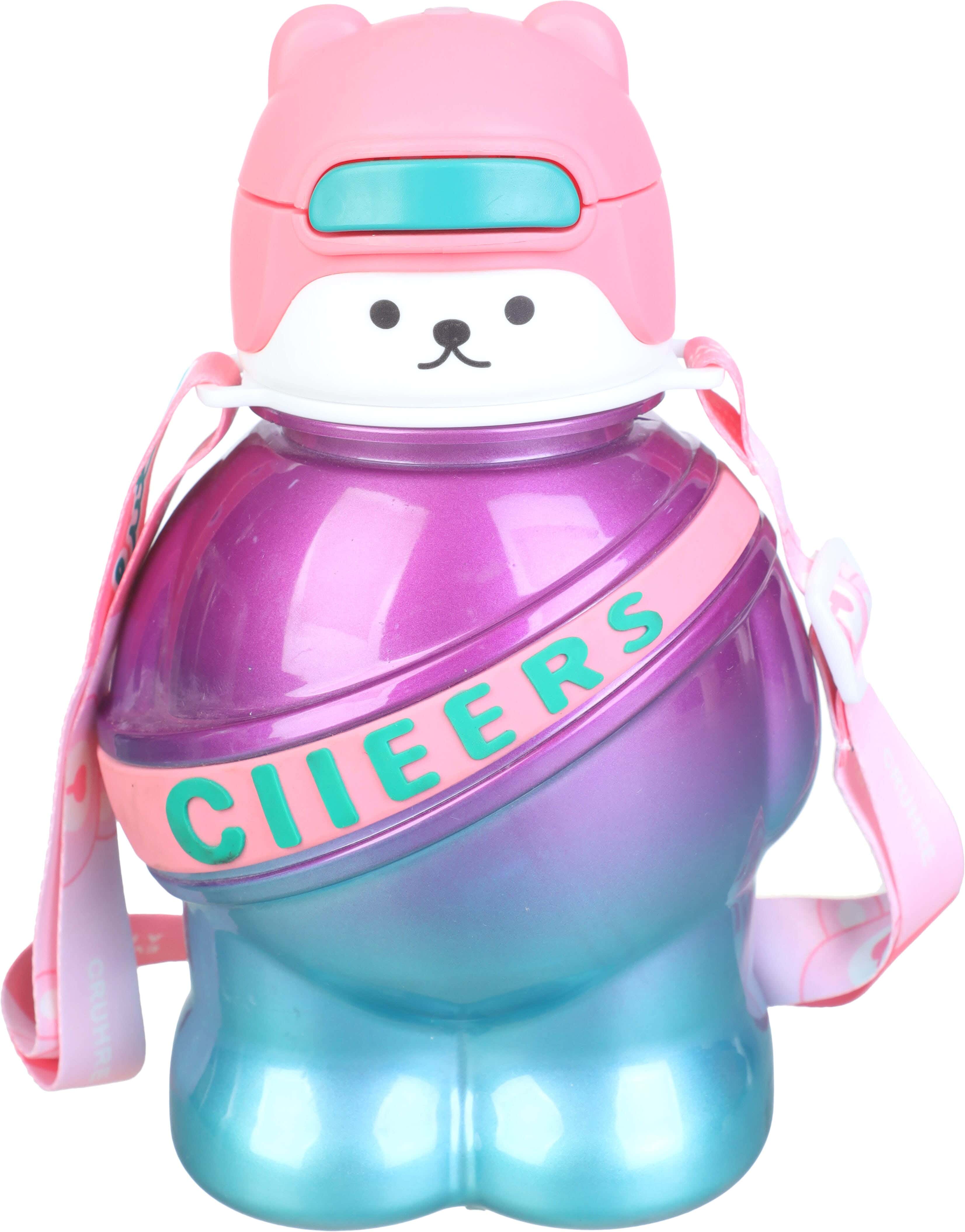 Plastic Teddy Bear Shaped Water Bottle, 750 ml - Multicolor